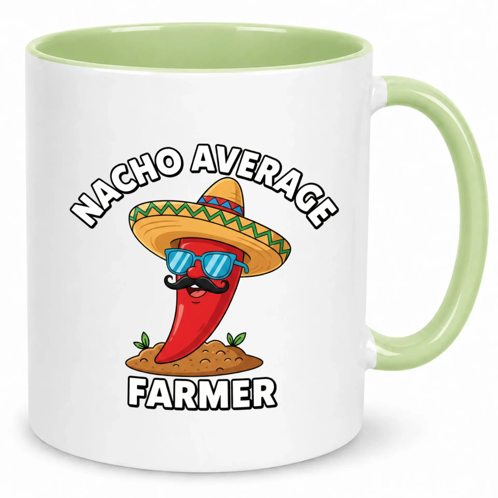 Funny Ceramic Coffee Mug with Average Farmer Design Humorous Chili Pepper Farm Themed Beverage Cup 11oz or 15oz Capacity
