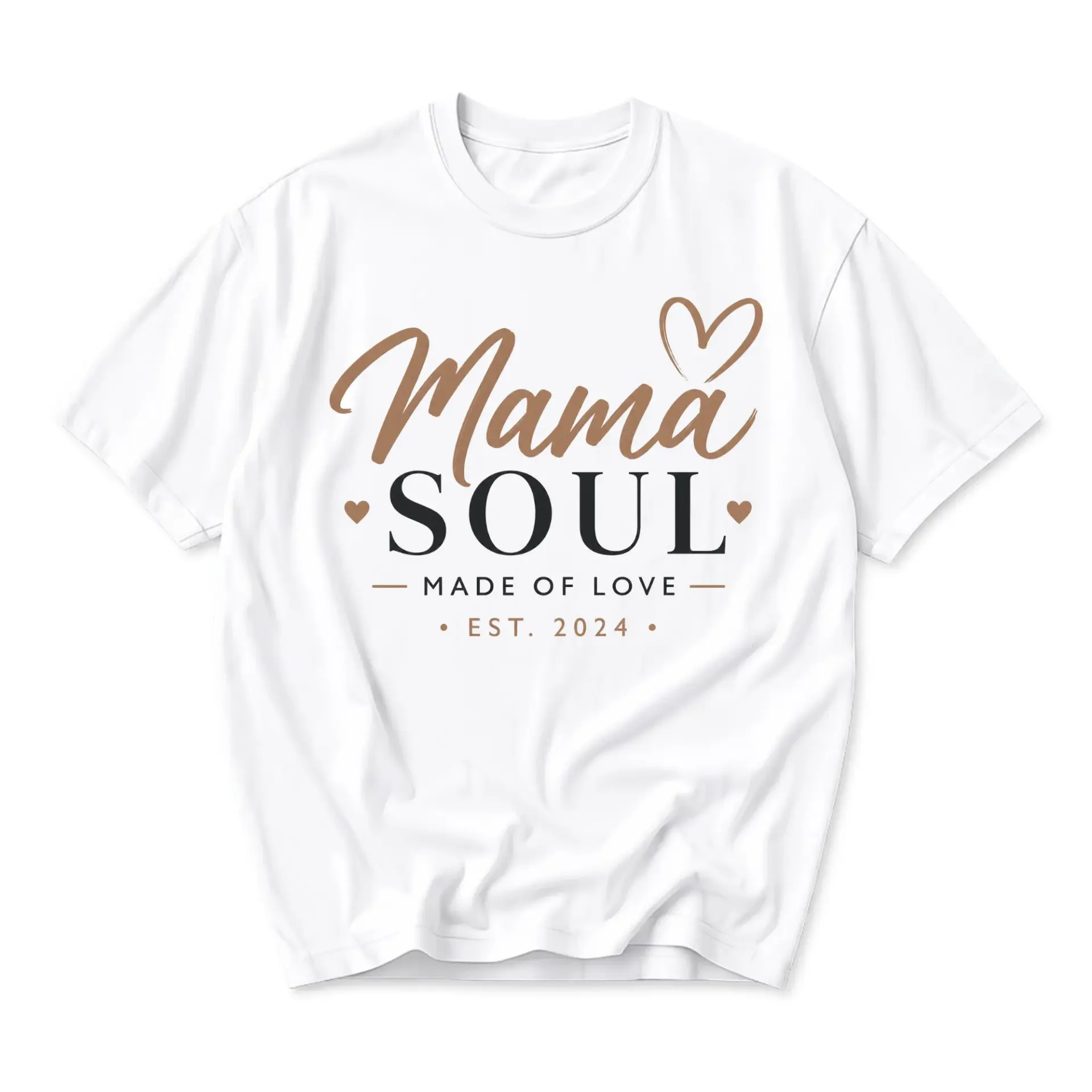 Graphic Tee Mama Soul Made of Love Est 2024 Design Unisex Crew Neck Soft Cotton Blend Casual Short Sleeve Shirt