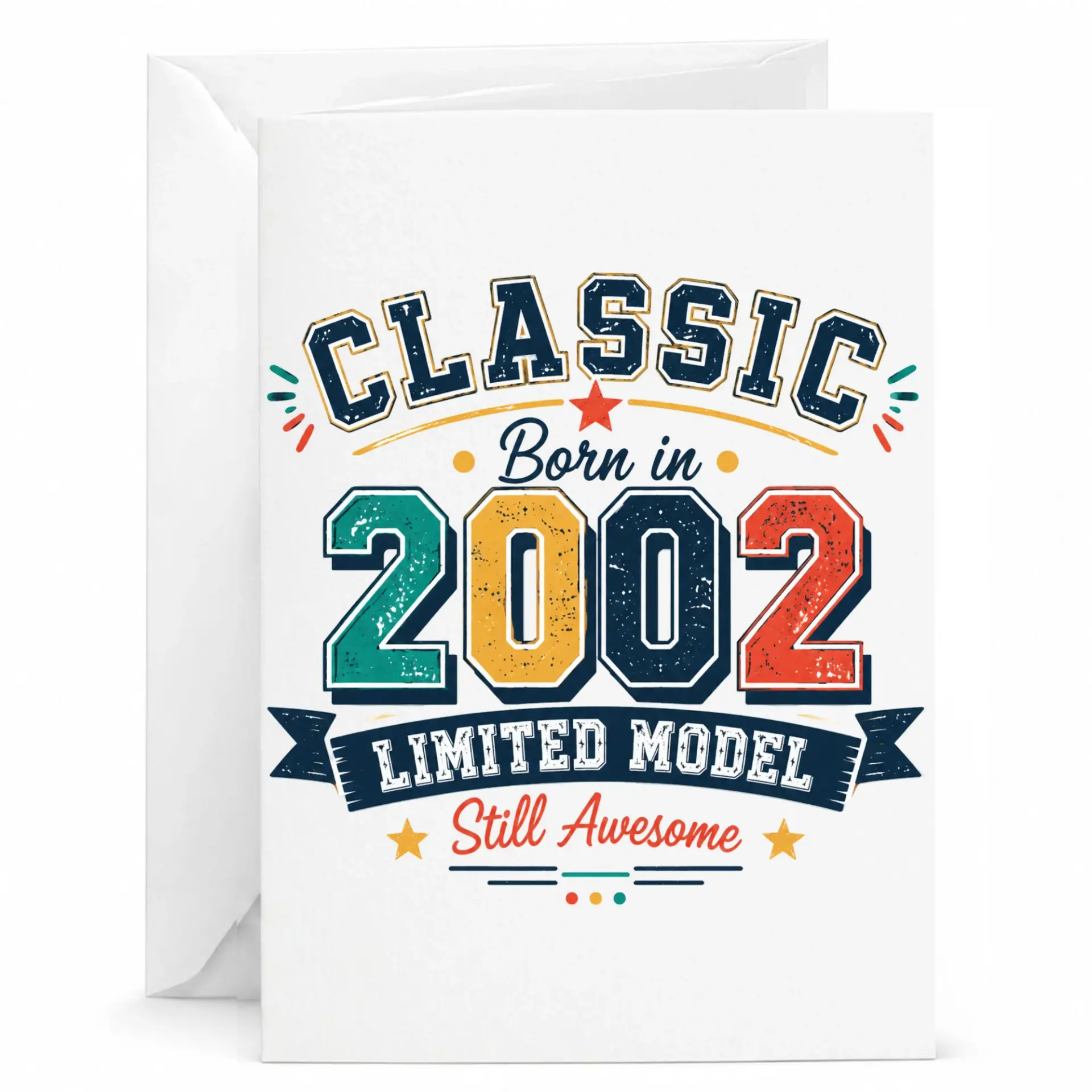 Birthday Card Born in 2002 Classic Limited Model Funny Vintage Style Greeting Card for Milestone Birthday Celebration