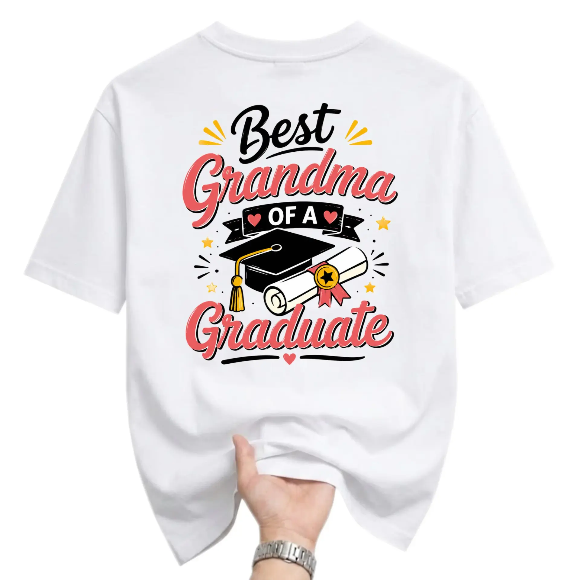 Graphic Tee Best Grandma of a Graduate Unisex Crew Neck Short Sleeve Shirt for Casual Everyday Wear and Gift Giving