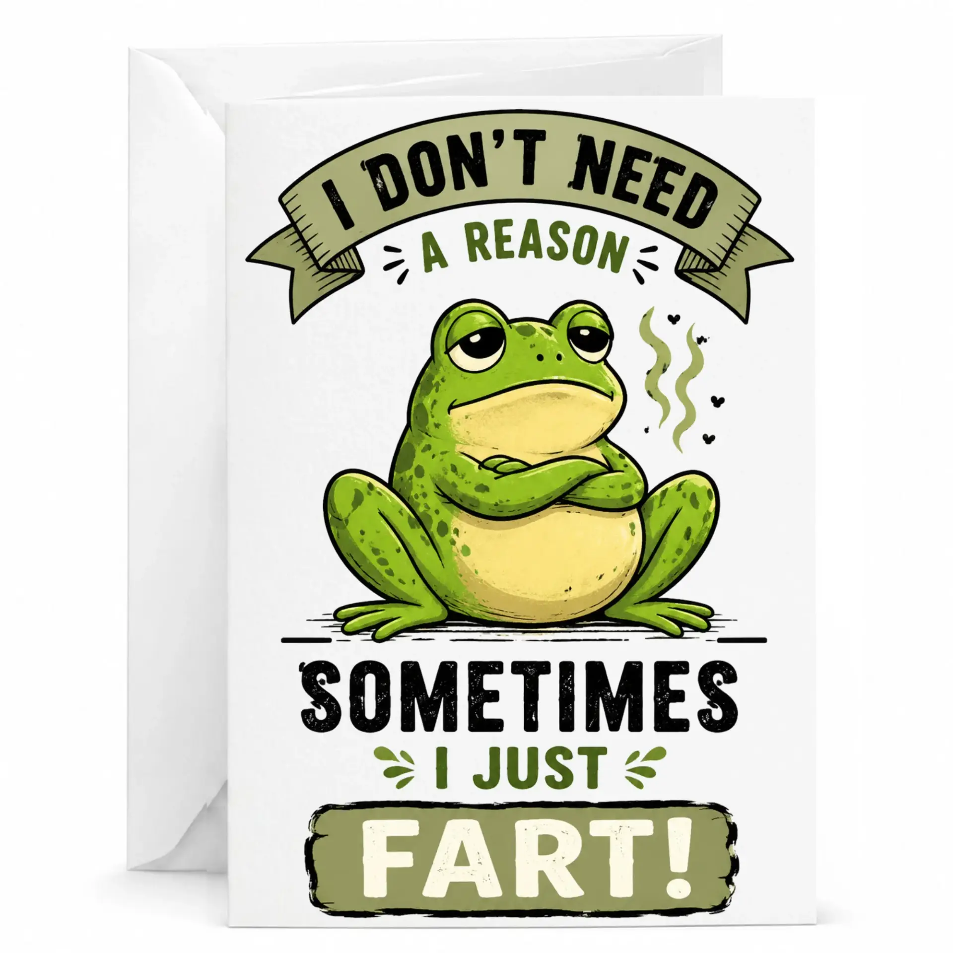 Funny Greeting Card with Envelope Humorous Animal Birthday Bold Graphic Design for Friends
