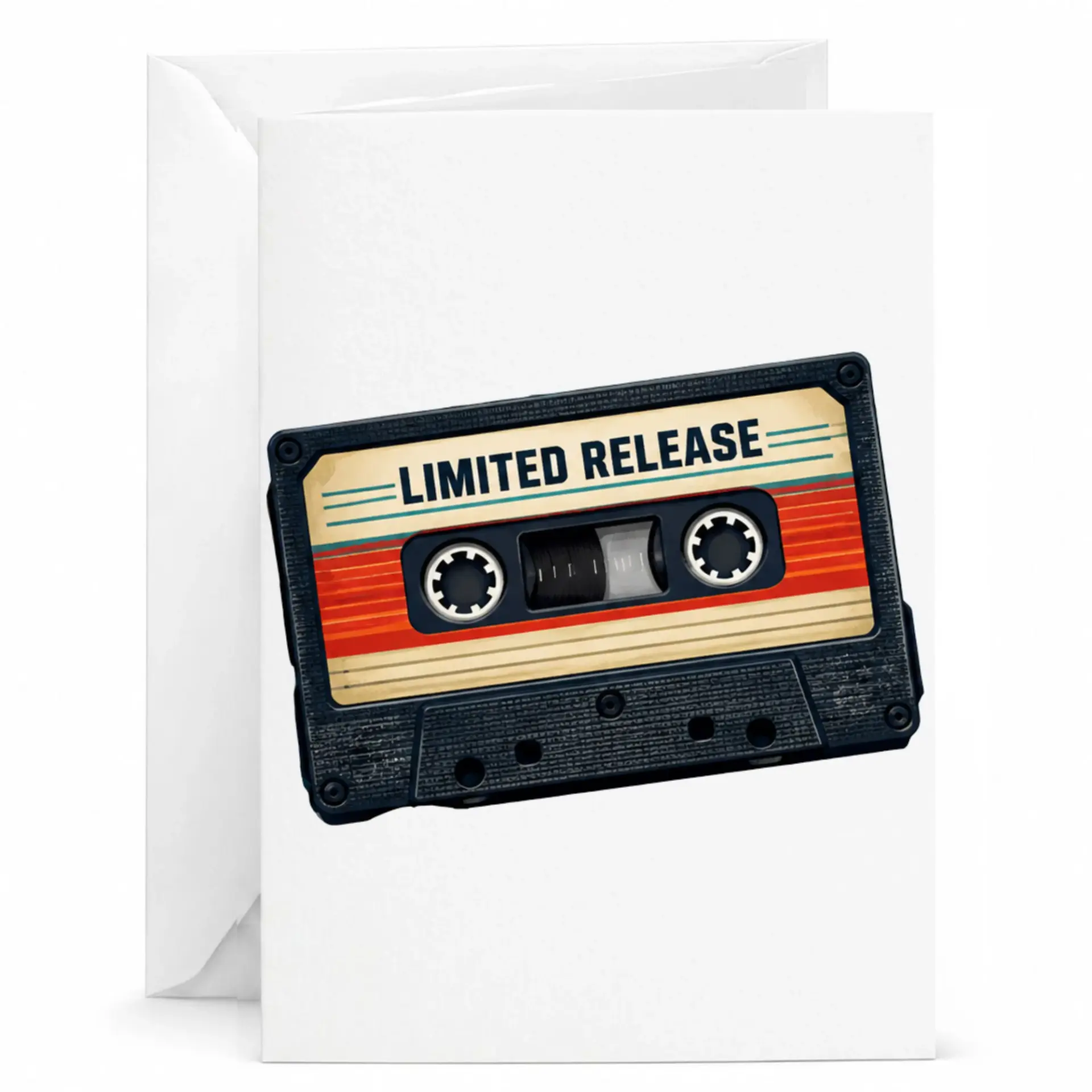Greeting Card Limited Release Retro Cassette Tape Design Funny Music Nostalgia Note Card for Any Occasion 5x7 Inches