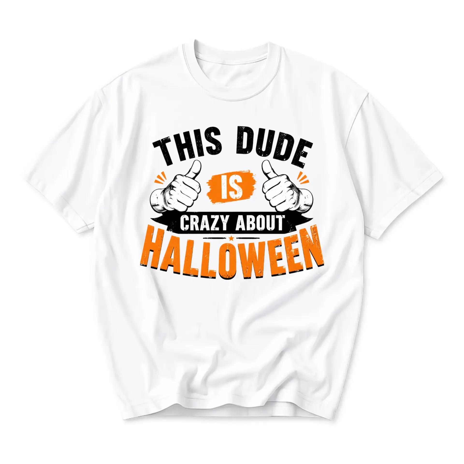 Funny Shirt This Dude Is Crazy About Halloween Graphic Tee Unisex Crew Neck Short Sleeve Casual Cotton Blend Top