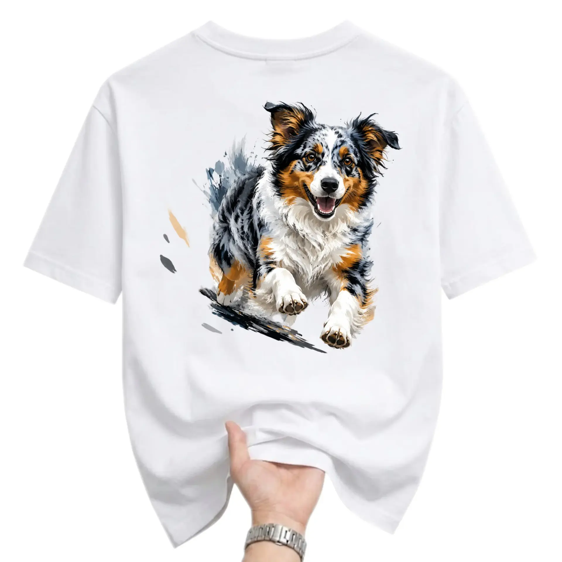 T-shirt Australian Dog Portrait Graphic Tee Casual Unisex Crew Neck Short