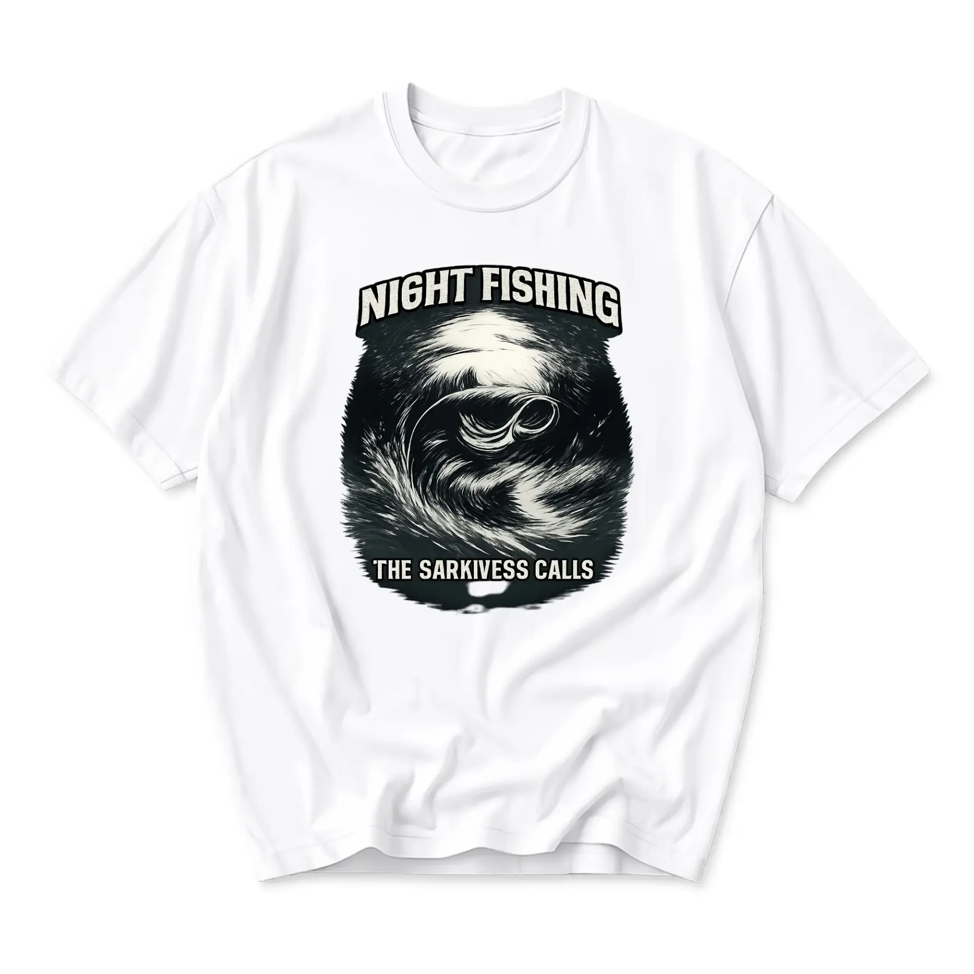 Graphic Tee Night Fishing the Sarkivess Calls Unisex Crew Neck Casual