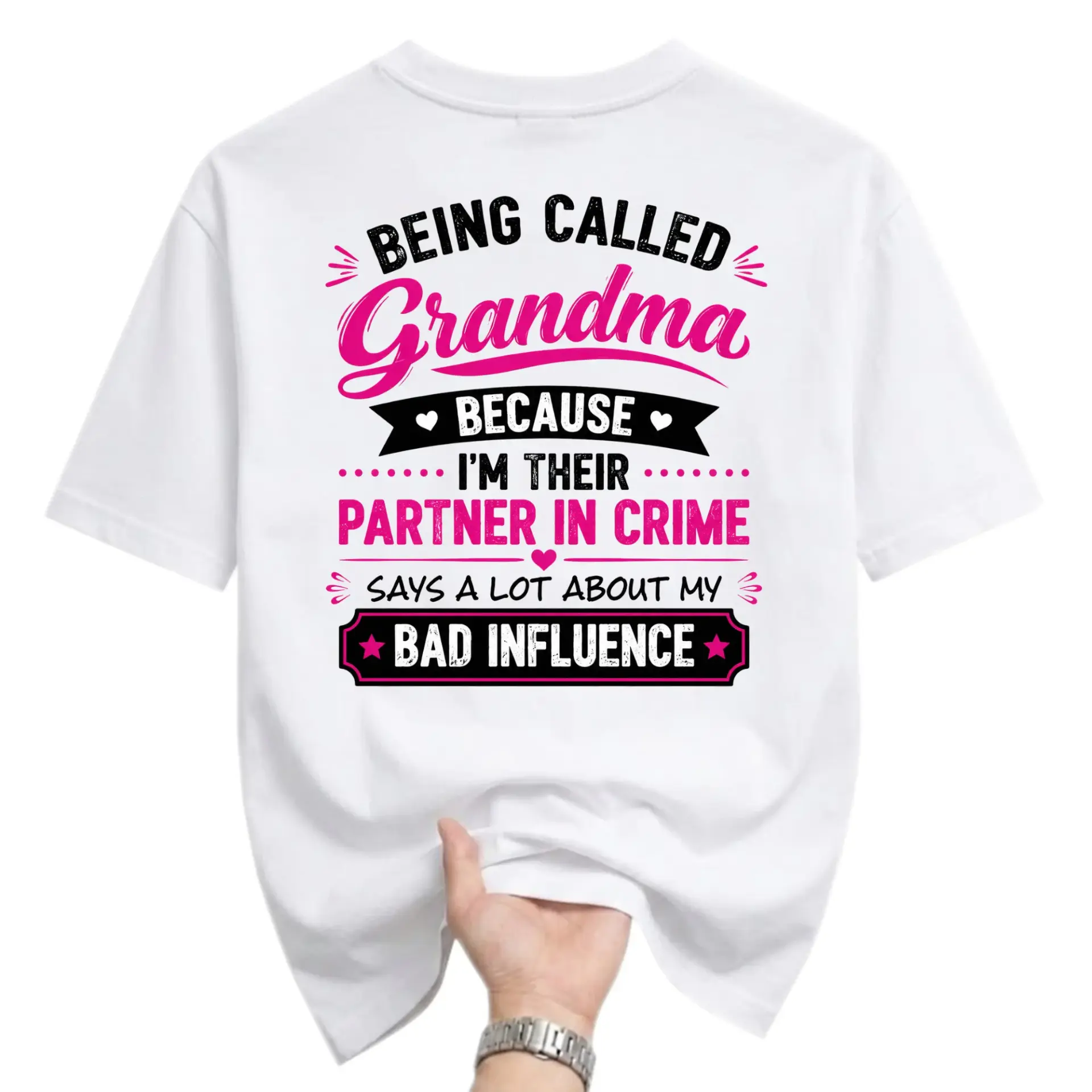 Funny Shirt for Grandma Unisex Graphic Tee Partner in Crime Slogan Print