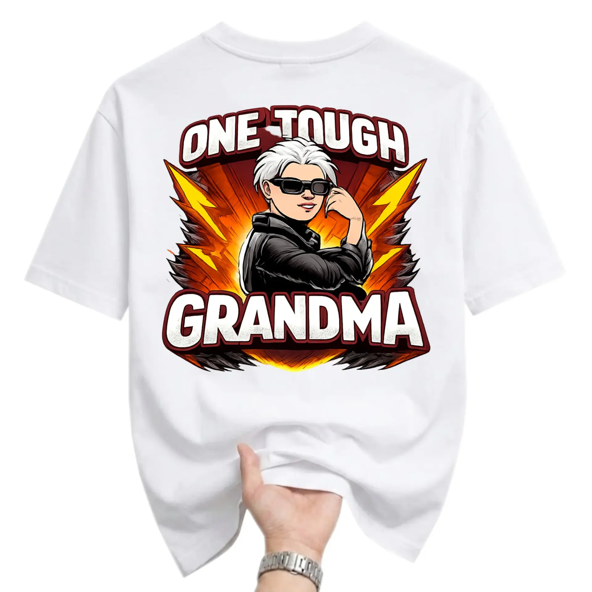 Funny Shirt One Tough Grandma Graphic Tee Casual Unisex Crew Neck Cotton Blend Soft Breathable Everyday Outfit Apparel