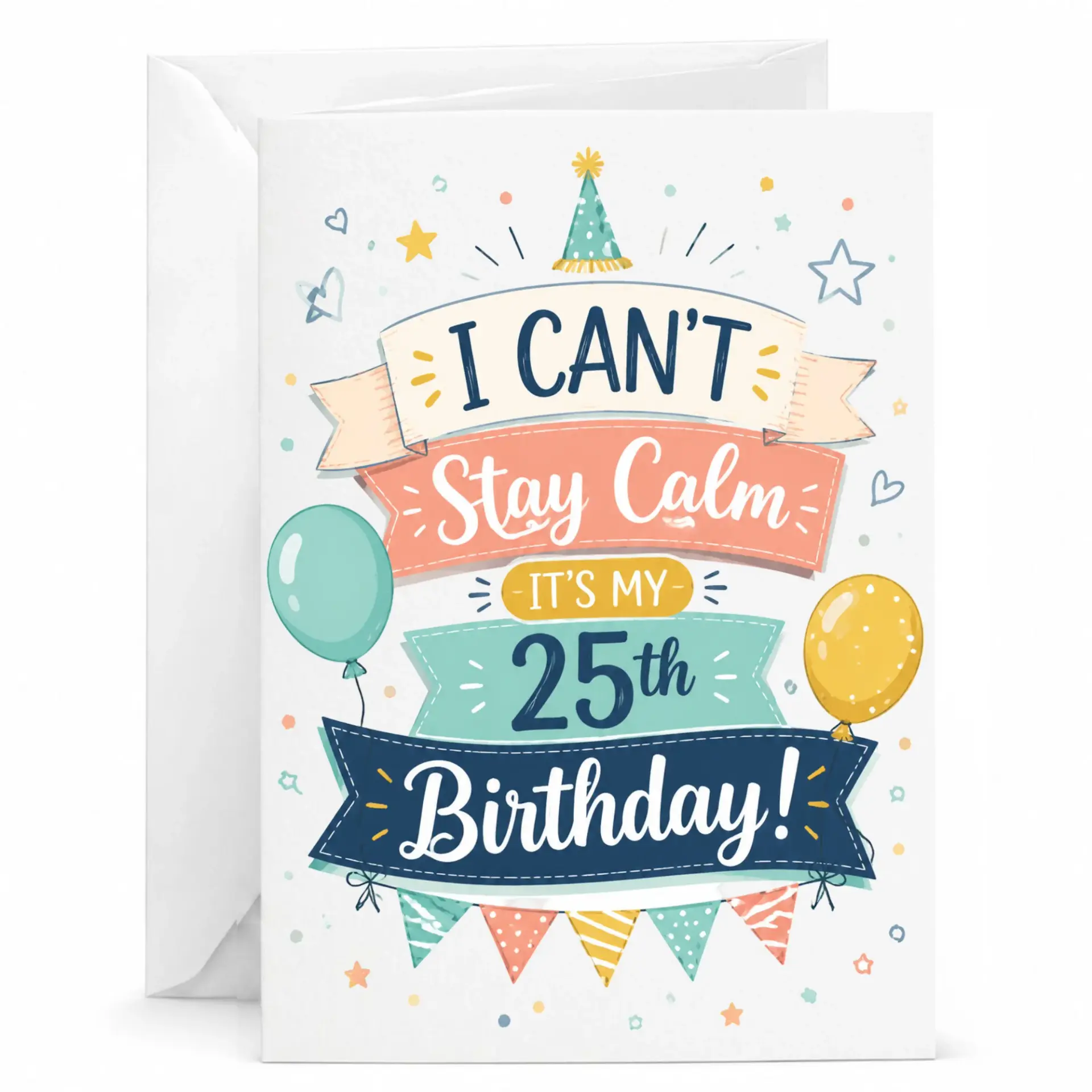Birthday Card 25th Birthday Celebration Greeting Card Funny Festive Design for Twenty-Fifth Milestone Event with Envelope