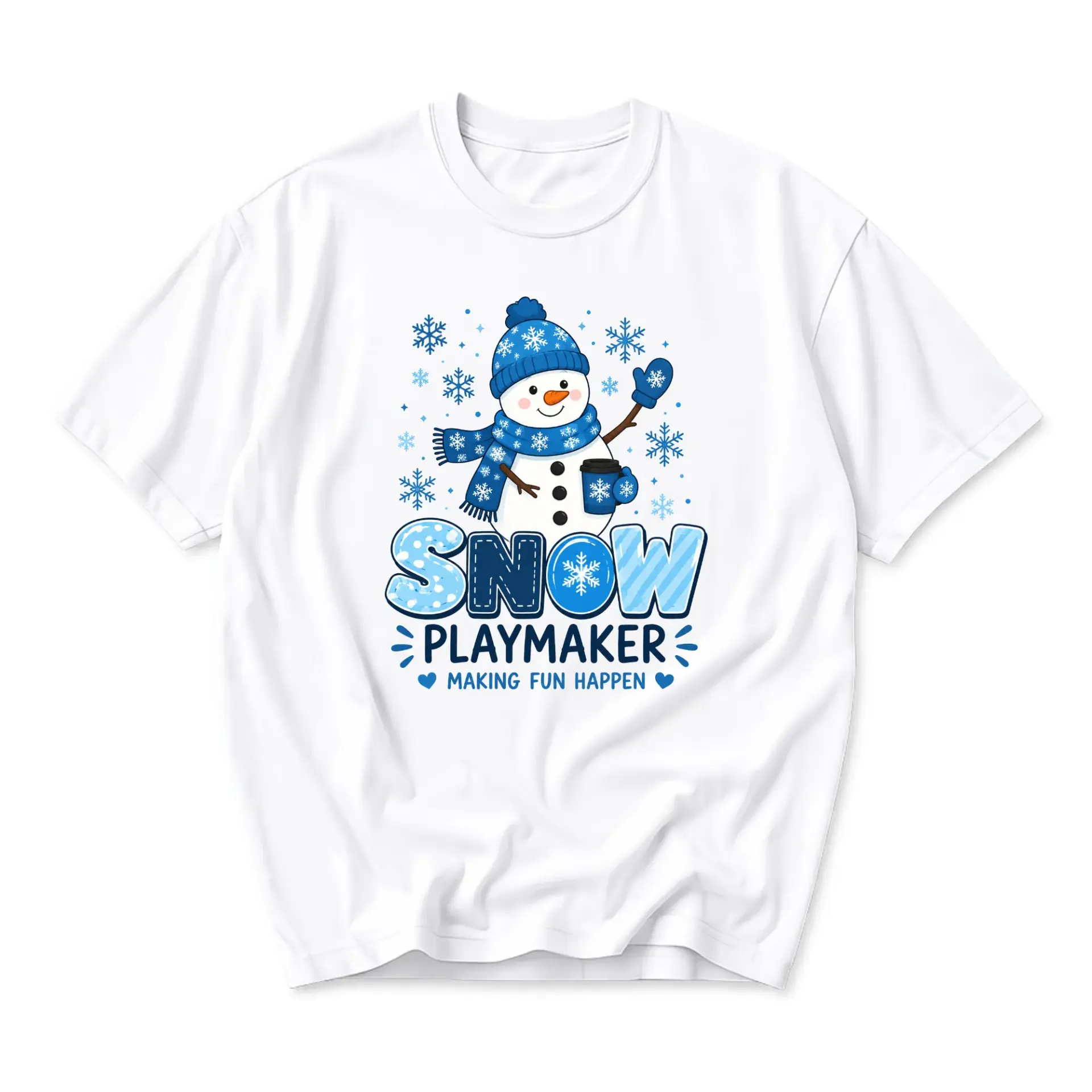 Funny Shirt Snow Graphic Tee Casual Unisex Crew Neck Top for Seasonal