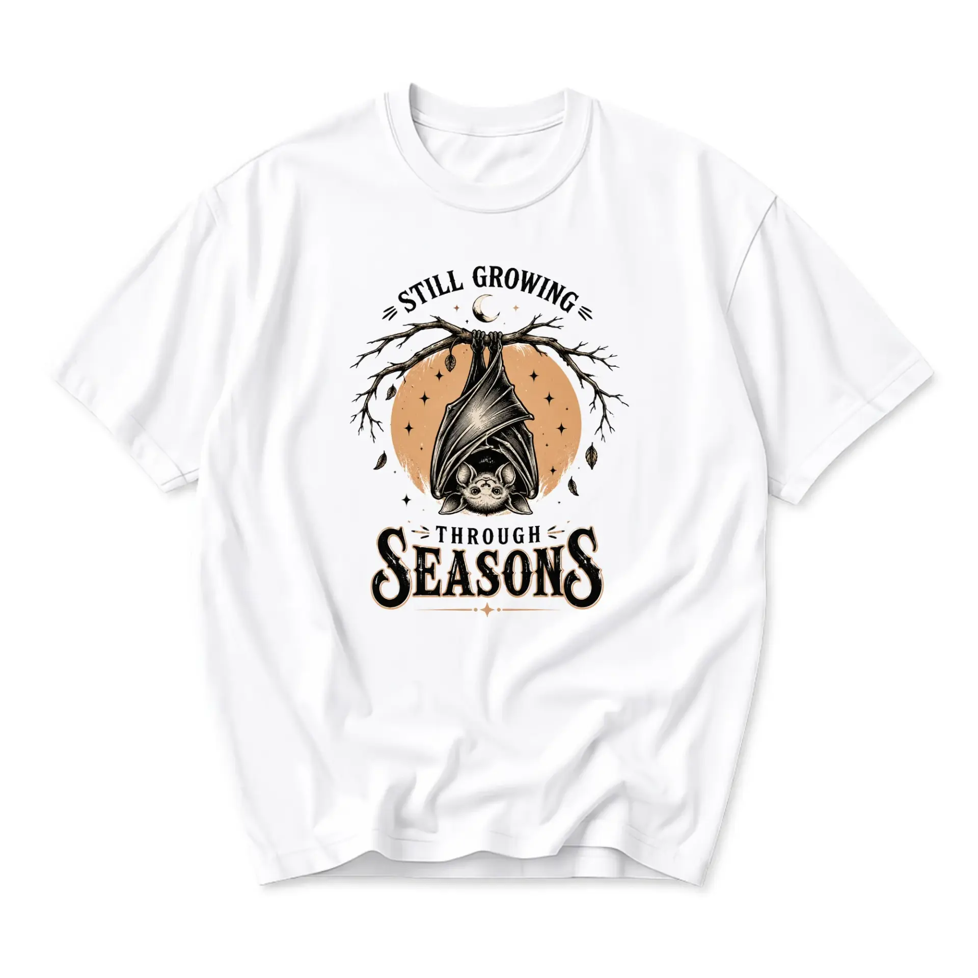 Graphic Tee Still Growing Through Seasons Bat Print Unisex Crew Neck Cotton Blend Casual Short Sleeve T-Shirt