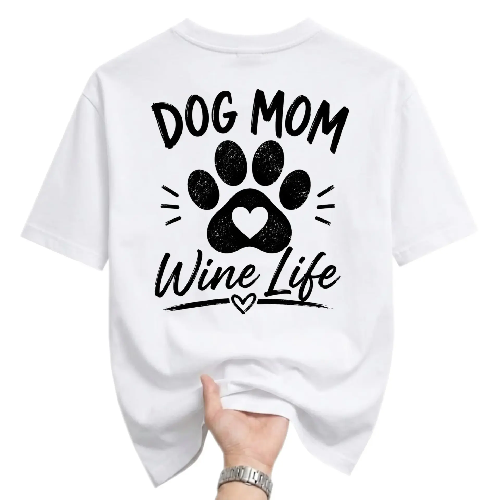Graphic Tee Dog Mom Wine Casual Unisex Cotton Crew Neck Top for Pet Lovers