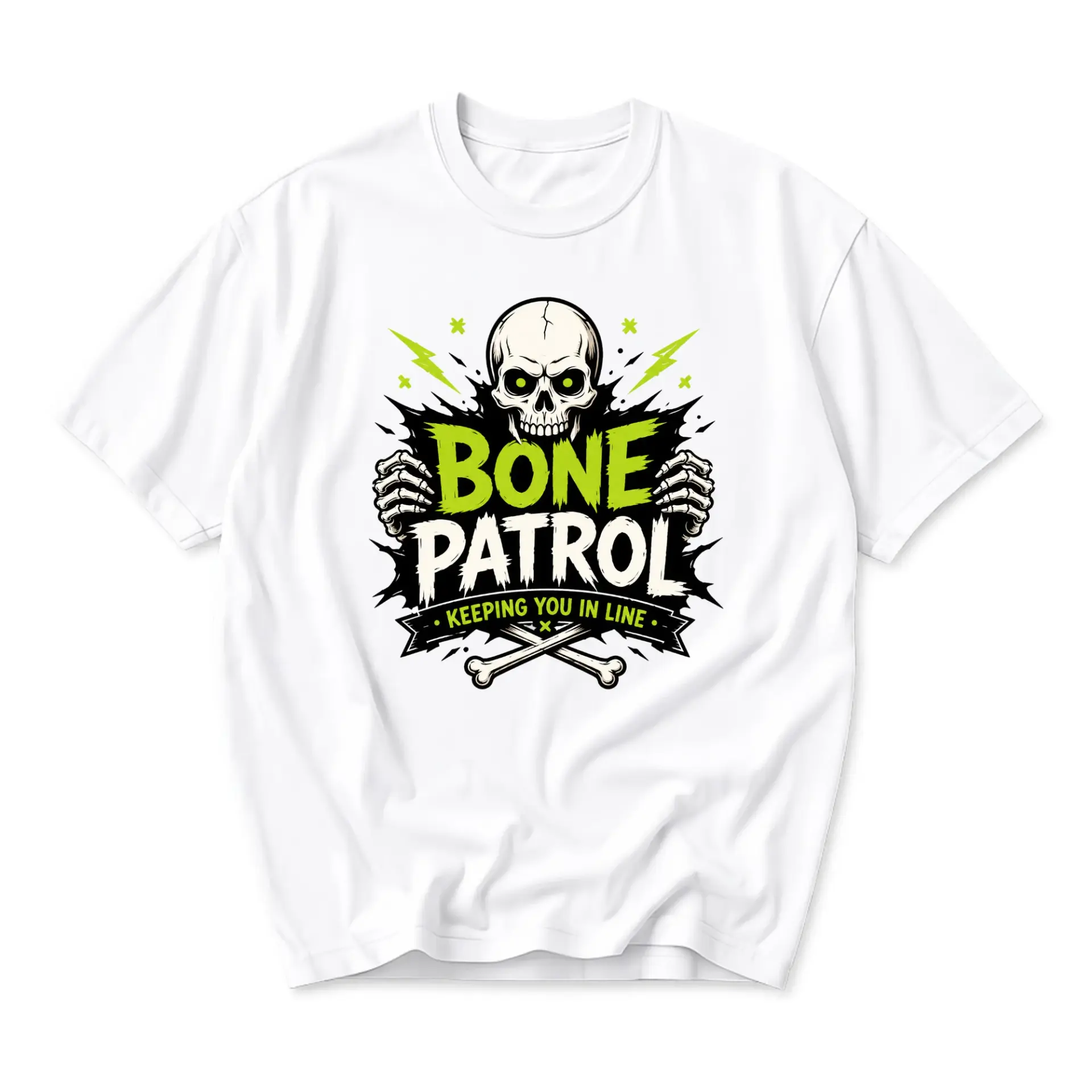 Funny Shirt Bone Patrol Graphic Tee Unisex Crew Neck Casual Cotton Blend Short Sleeve Top for Men and Women
