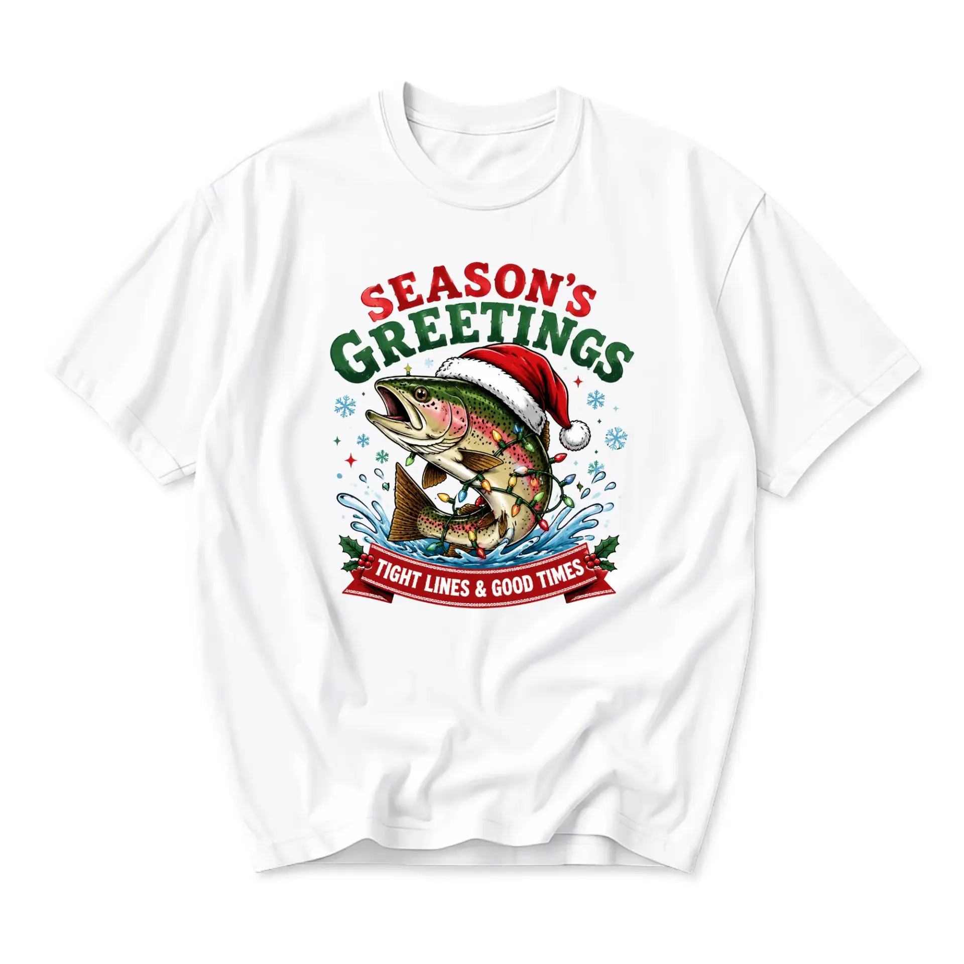 Graphic Tee Season Greetings Fishing Holiday Apparel Unisex Crew Neck Short