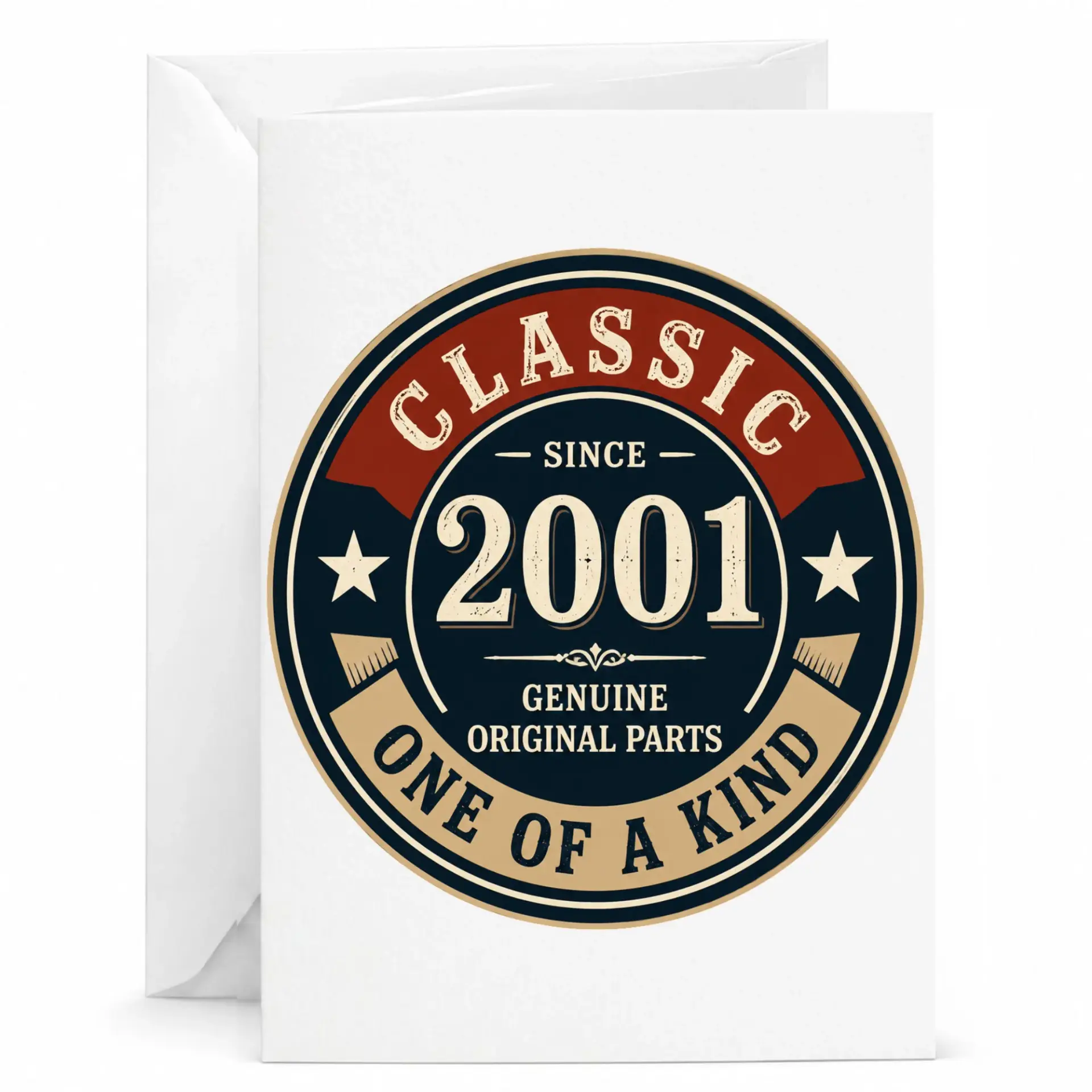 Greeting Card Classic Since 2001 Genuine Original Parts One of a Kind Vintage Style Birthday Celebration Stationery