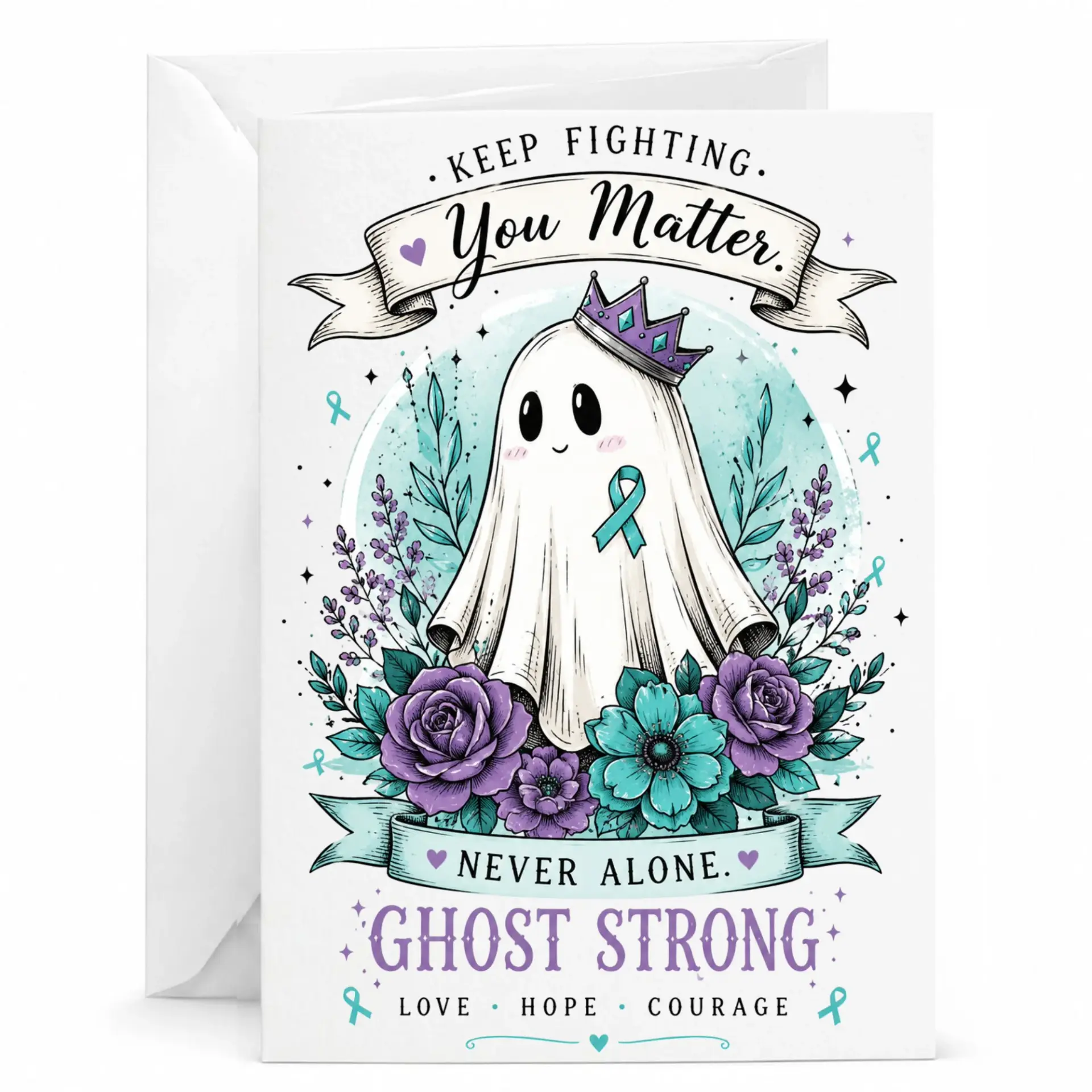Encouragement Greeting Card with Inspirational Design for Support and Strength 5x7 Inches Folded