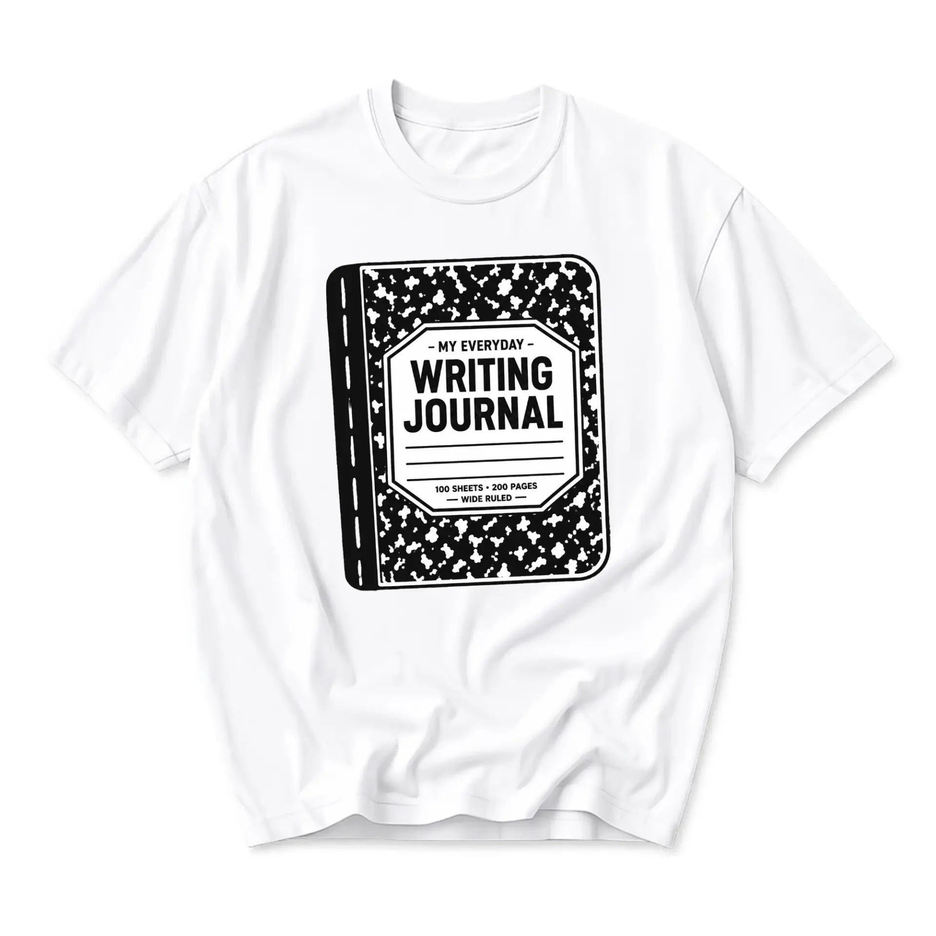 Graphic Tee Unisex Writing Journal Composition Notebook Print Casual Crew Neck Cotton Blend Soft Everyday Wear Shirt