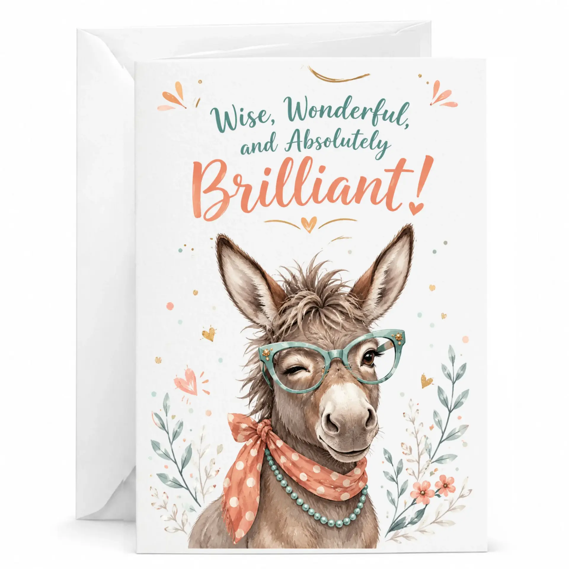 Funny Donkey Greeting Card Wise Wonderful and Absolutely Brilliant Birthday or Encouragement for Friends
