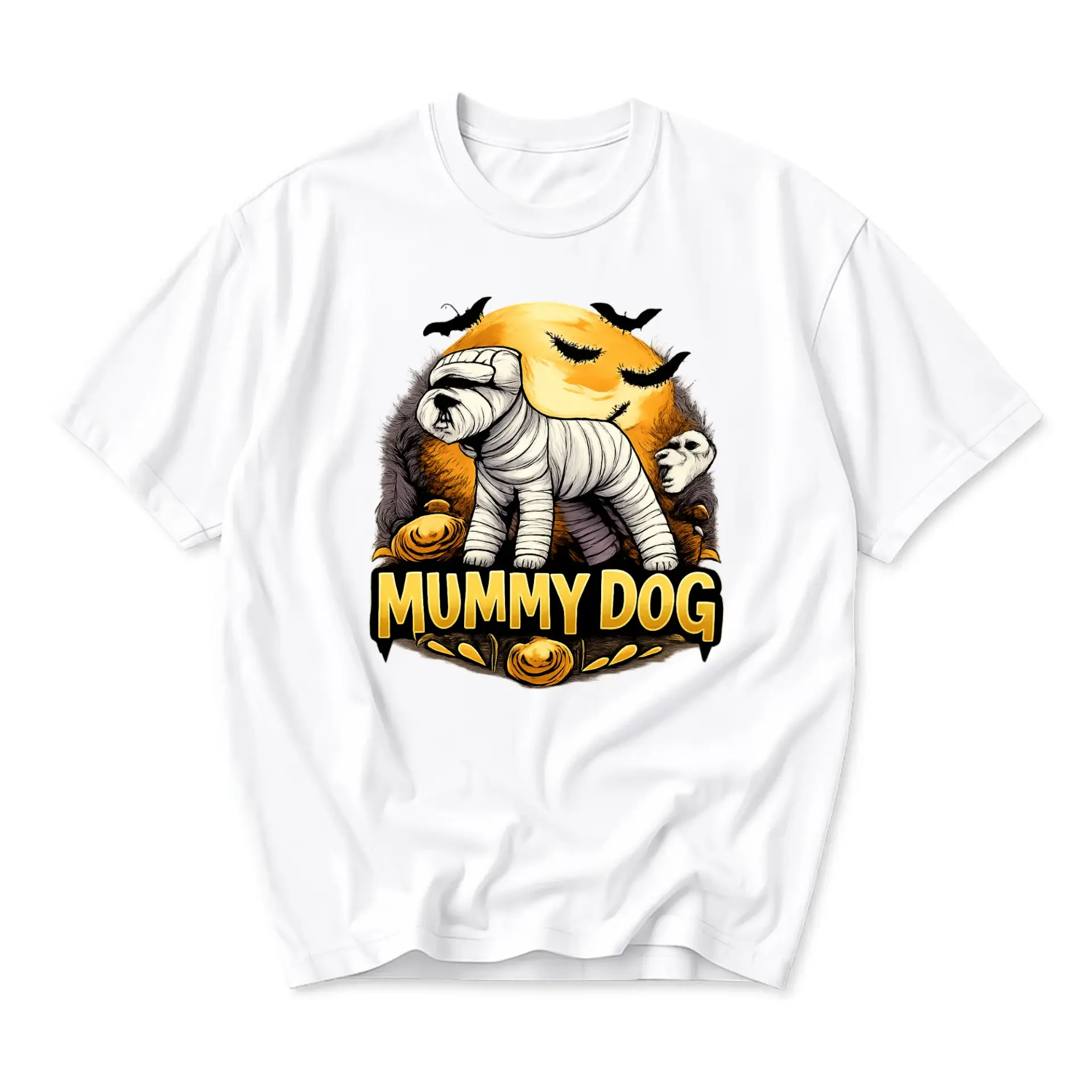 Funny Shirt Mummy Dog Graphic Tee Halloween Costume Apparel Spooky Canine