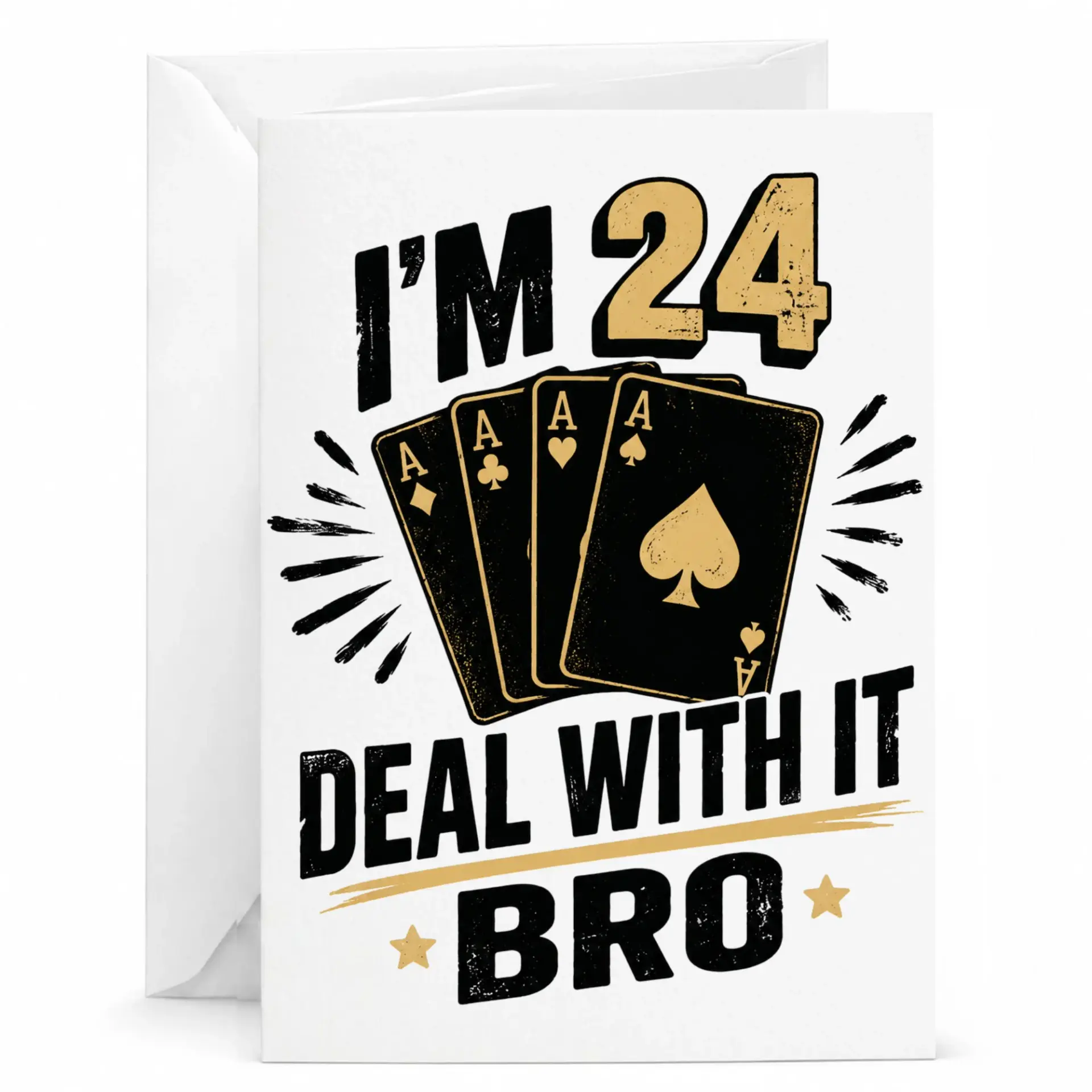 Birthday Card Funny 24th Playing Cards Theme Greeting Card for Men and Women with Matching White Envelope Included