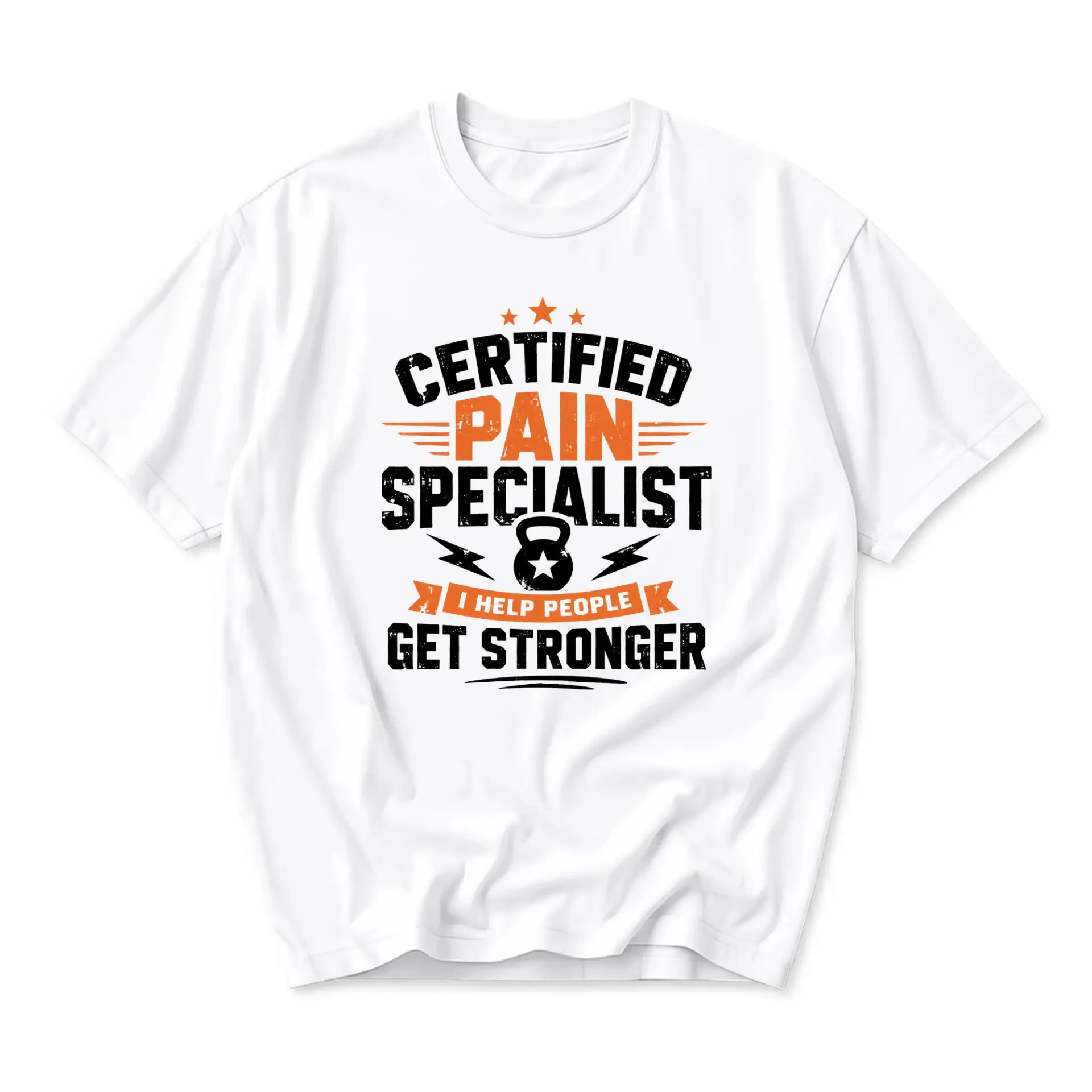 Funny Shirt Certified Pain Specialist Graphic Tee Inspirational Weightlifting Fitness Workout Cotton Crew Neck Top