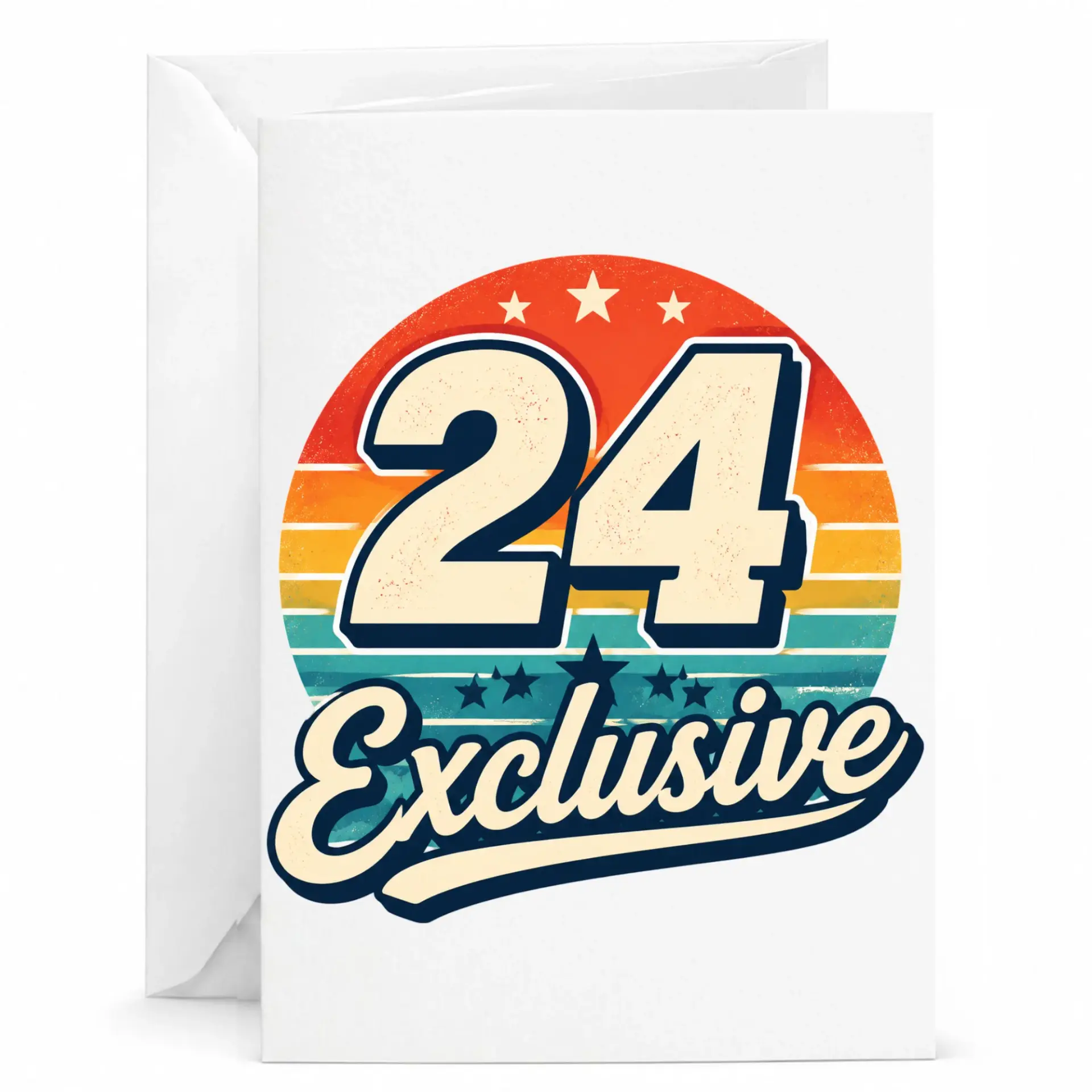 Birthday Card 24 Exclusive Retro Sunset Design Vintage Style Greeting Card for 24th Birthday Celebration and Milestone