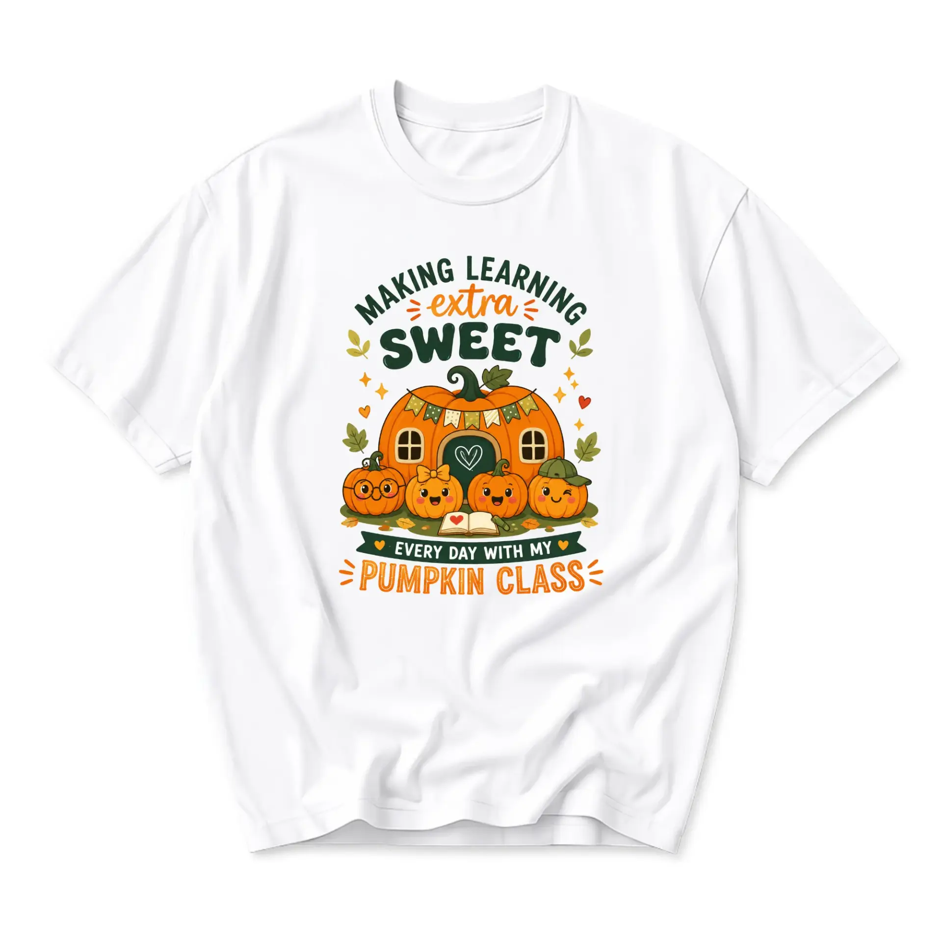 Graphic Tee Making Learning Extra Sweet Pumpkin Class Print Unisex Crew Neck Casual Everyday Short Sleeve Shirt
