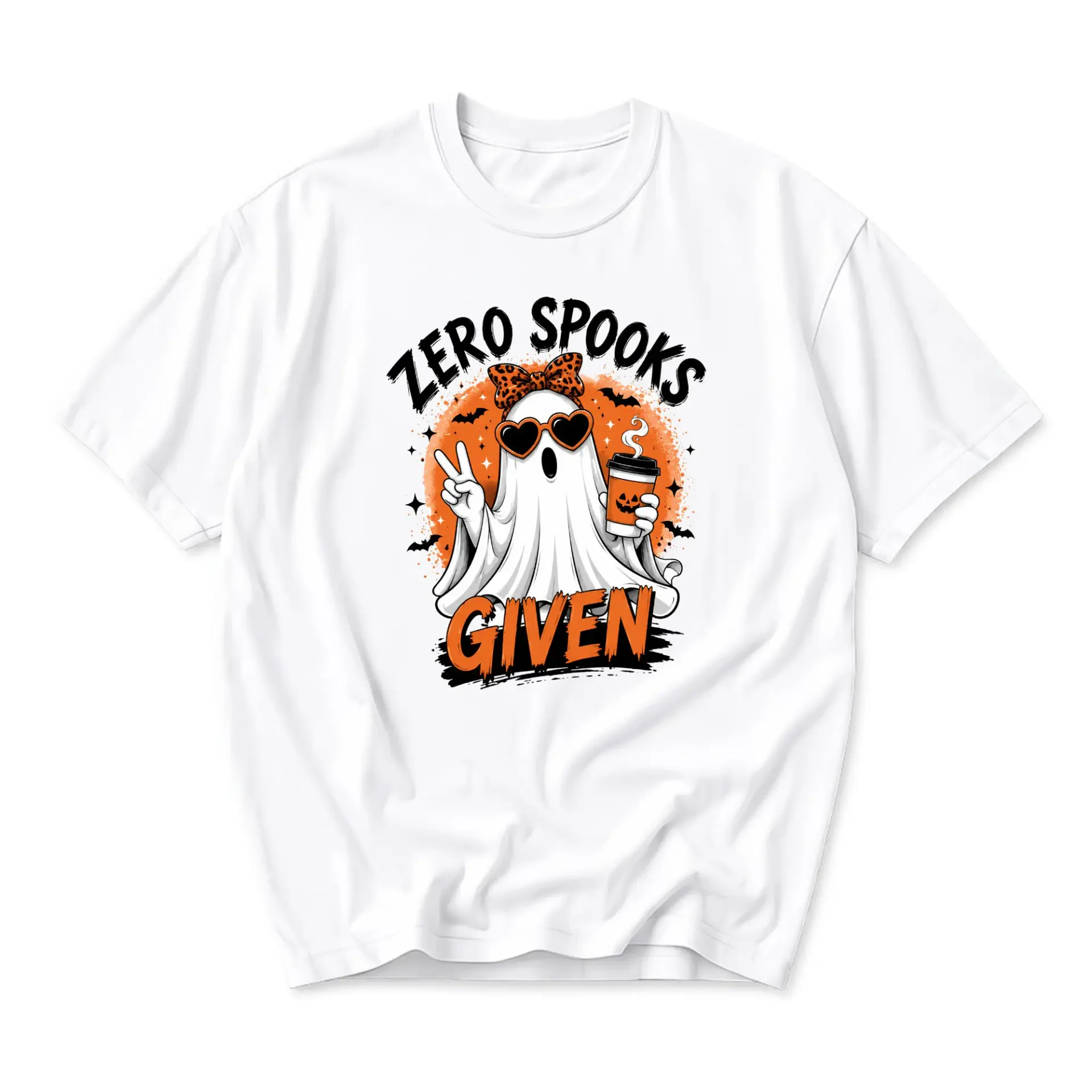 Funny Shirt Zero Spooks Given Halloween Graphic Tee Seasonal Holiday Apparel for Casual Wear and Everyday Outfits