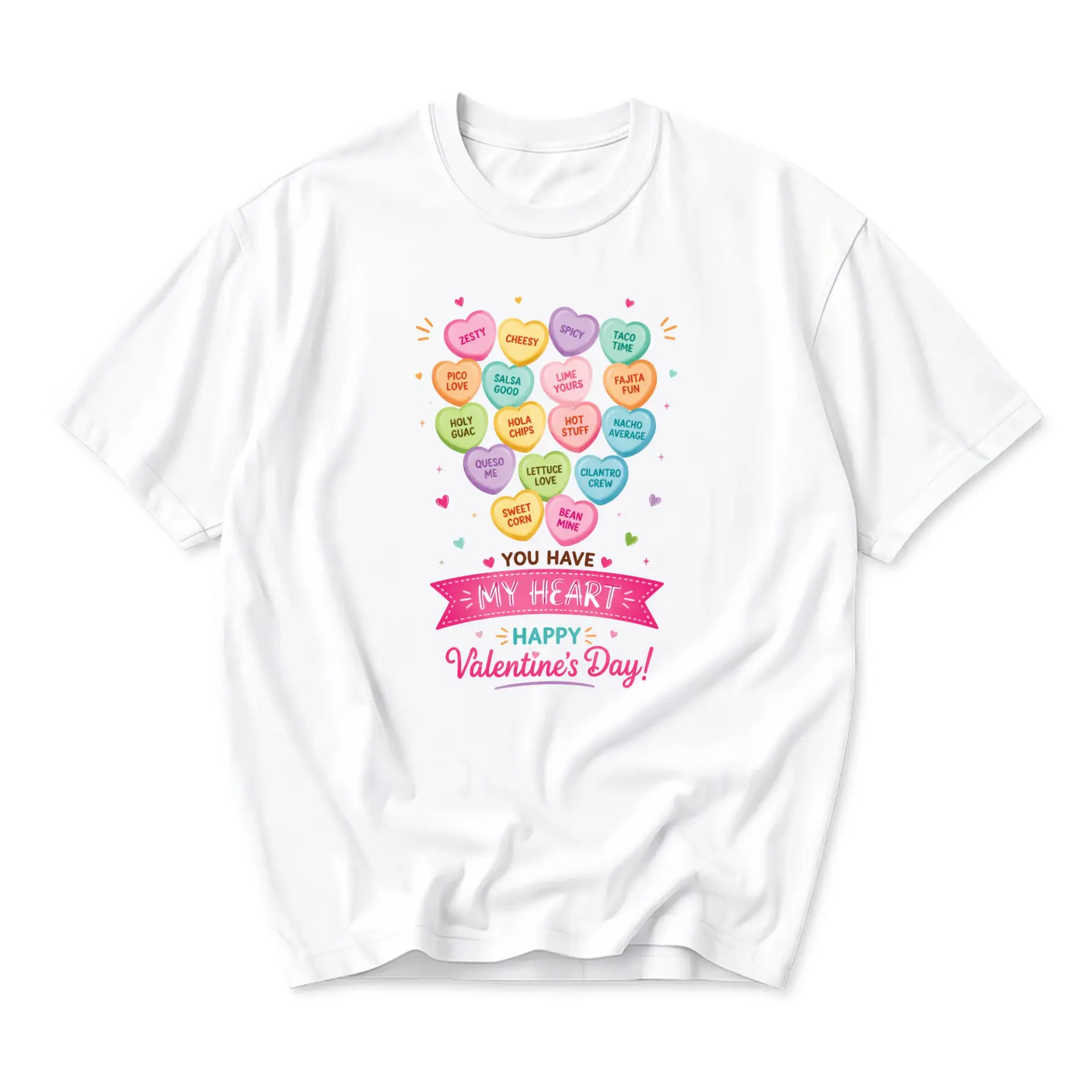 Graphic Tee Funny Valentine Hearts Shirt Unisex Casual Short Sleeve Crew