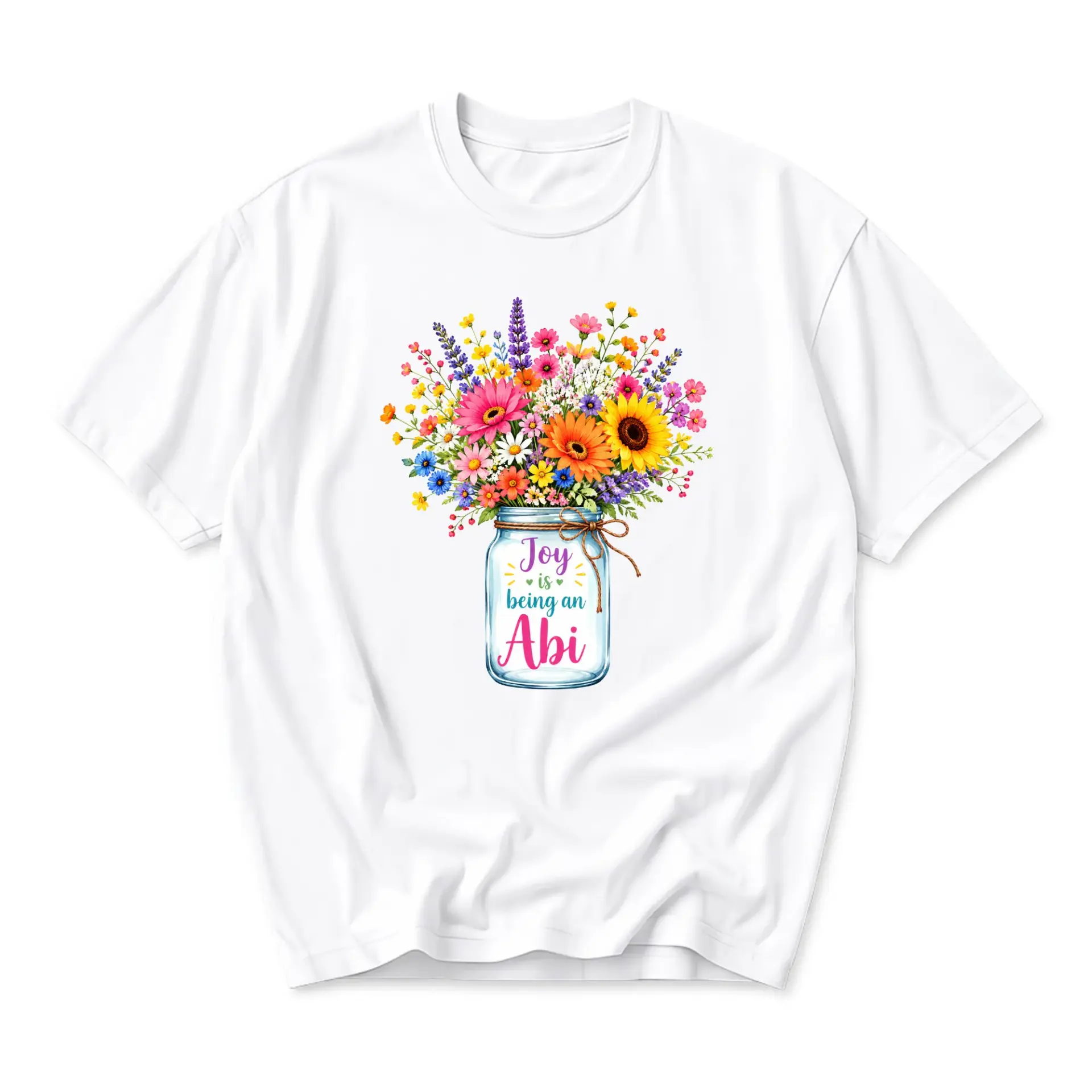 Graphic Tee Unisex Floral Mason Jar Print Crew Neck Casual Everyday Short