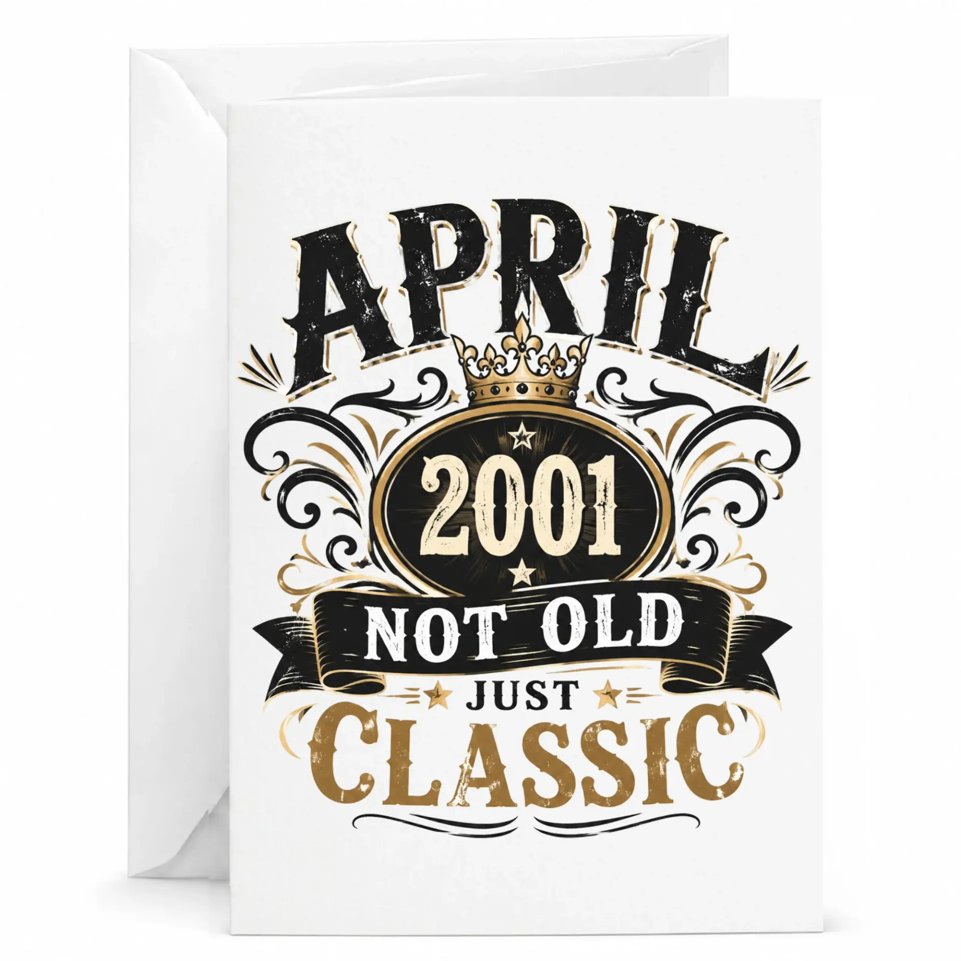 Birthday Card April 2001 Not Old Just Classic Vintage Style Greeting Card for Birthday Celebrations and Milestone Events