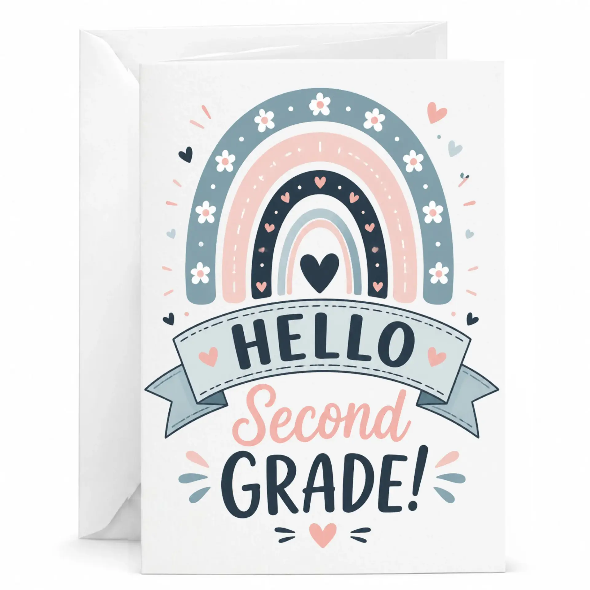 Greeting Card Hello Second Rainbow Illustration for Encouragement and Featuring a Whimsical Design