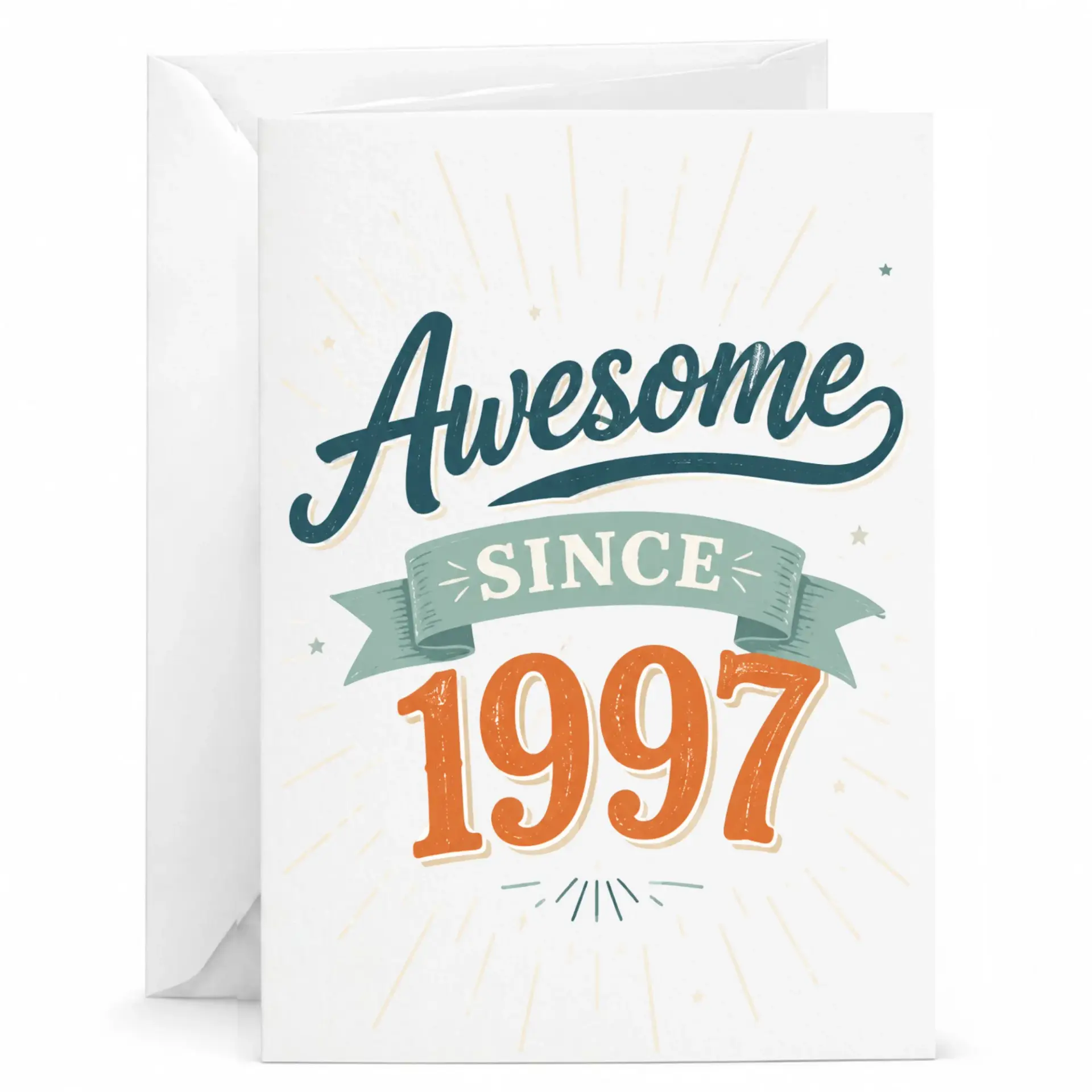 Greeting Card Awesome Since 1997 Vintage Style Birthday Celebration Stationery with Matching White Envelope 5x7 Inches