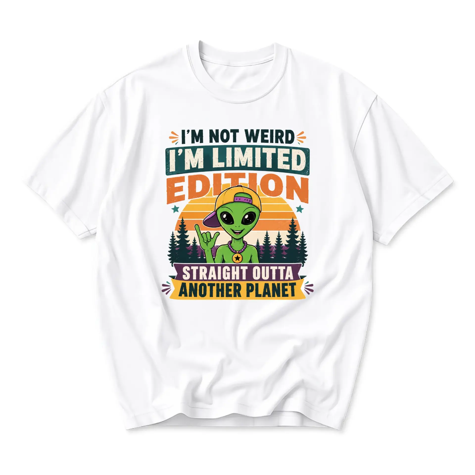 Graphic Tee Unisex Funny Alien Limited Edition Print T-Shirt for Casual Everyday Wear and Unique Self Expression