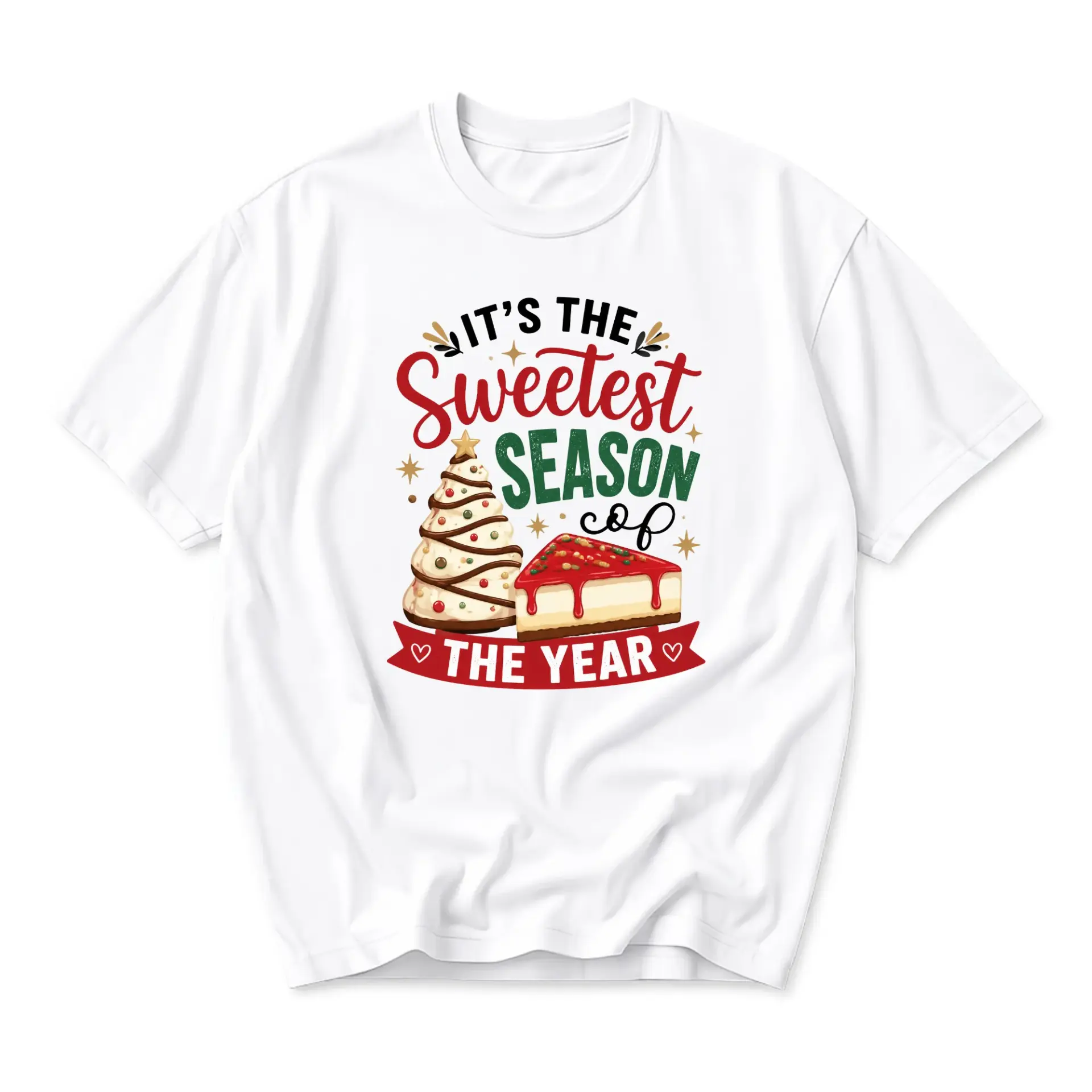 Graphic Tee It's the Sweetest Season of Year Holiday Dessert Print Unisex Casual Short Sleeve Crew Neck T-Shirt