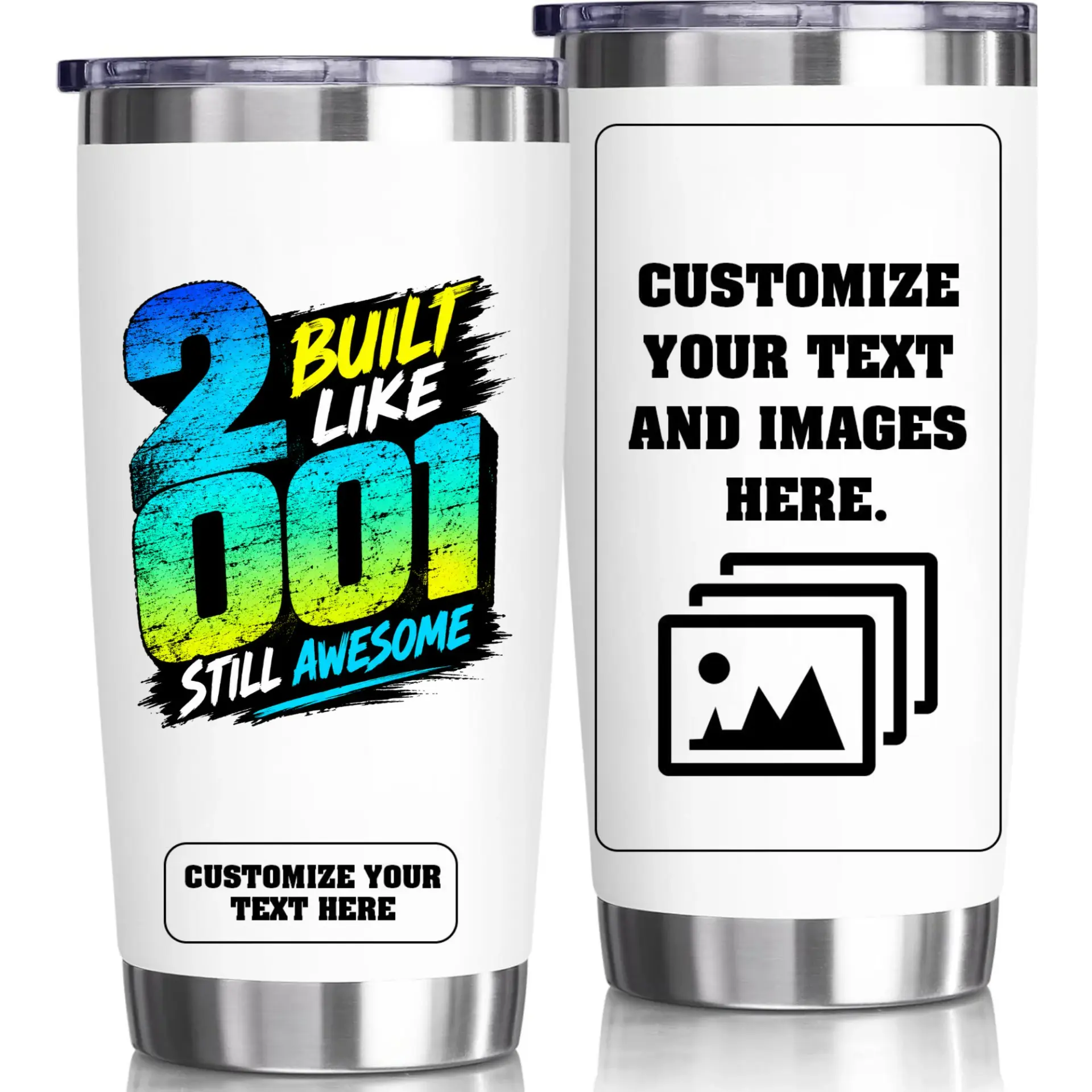Stainless Steel Tumbler 20oz Vacuum Insulated Travel Cup with Customizable Graphic Design for Hot and Cold Beverages