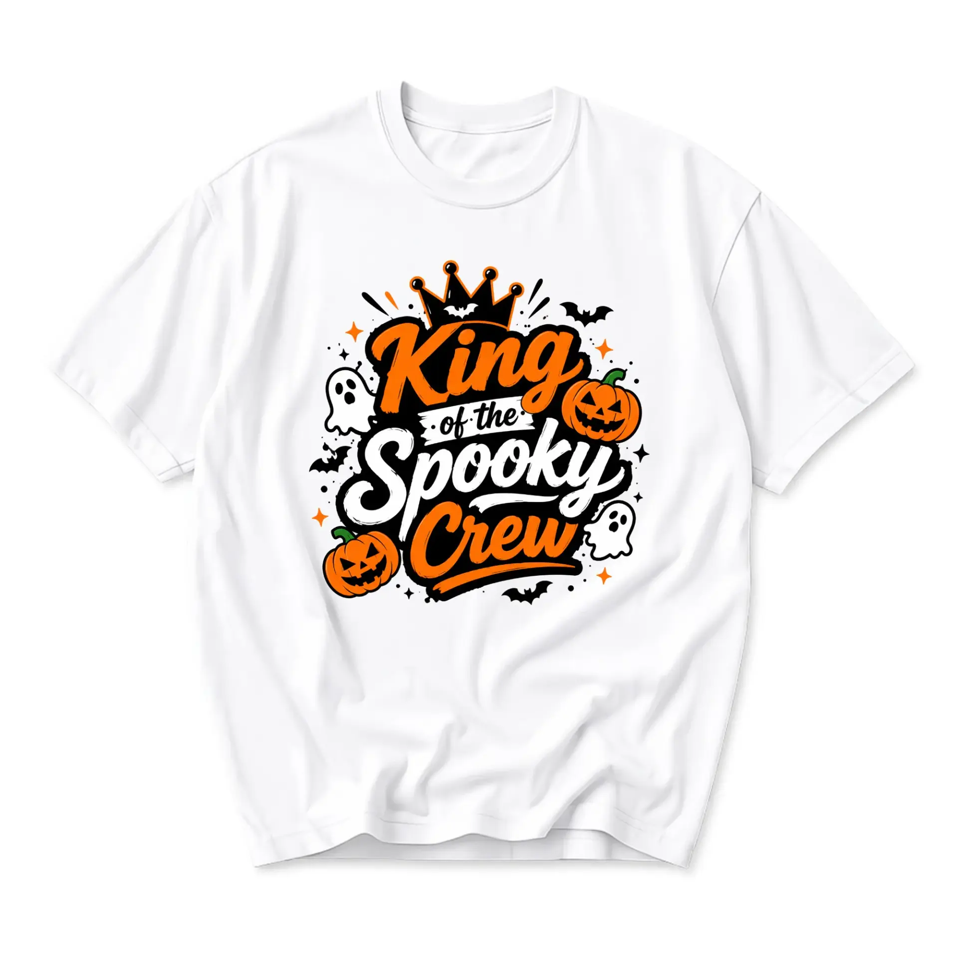 Funny Shirt King of the Spooky Crew Graphic Tee Unisex Holiday Casual Top for Autumn Season Festivals and Events