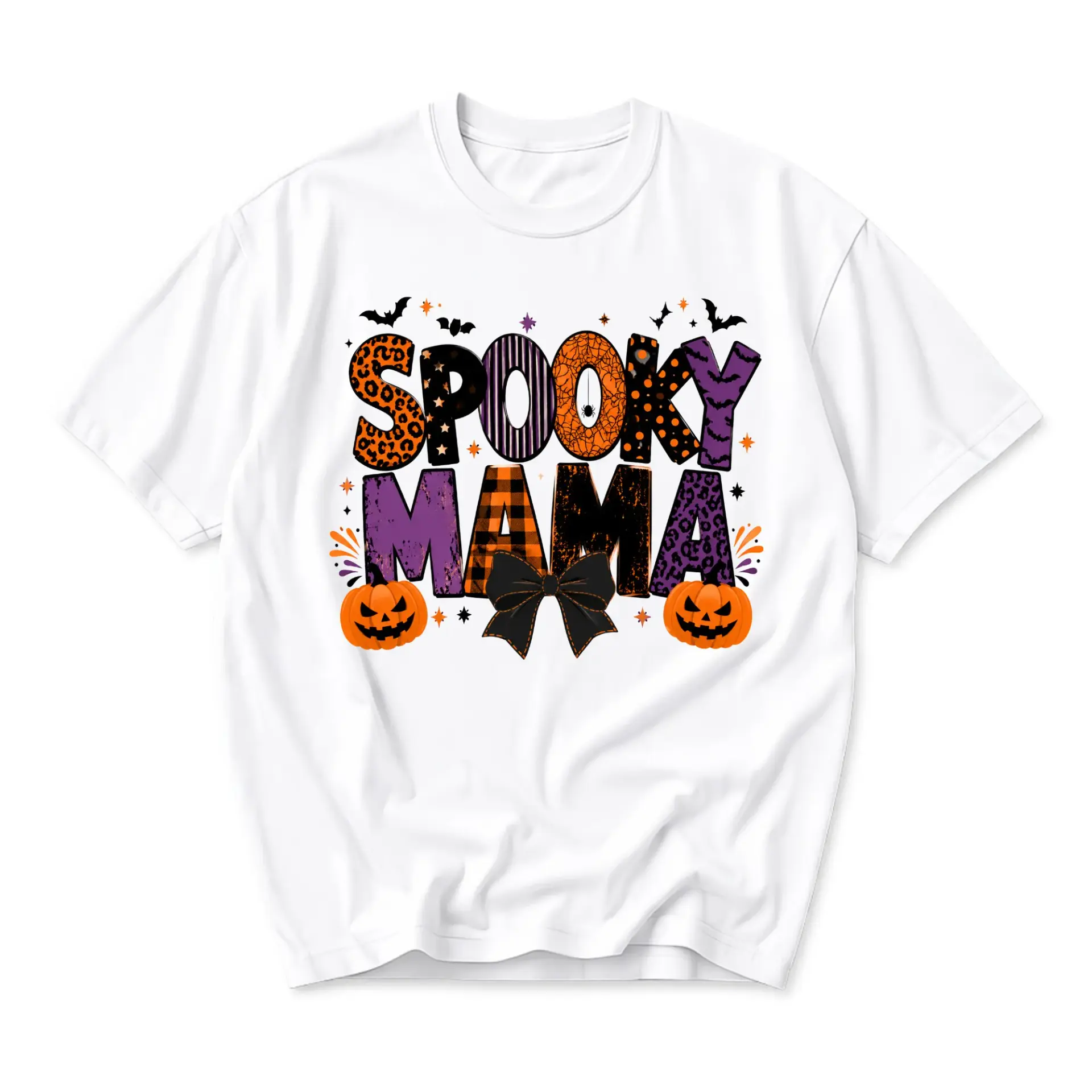 Graphic Tee Spooky Mama Halloween Shirt for Women Fun Autumn Seasonal Apparel Casual Fall Season Unisex Crewneck Top