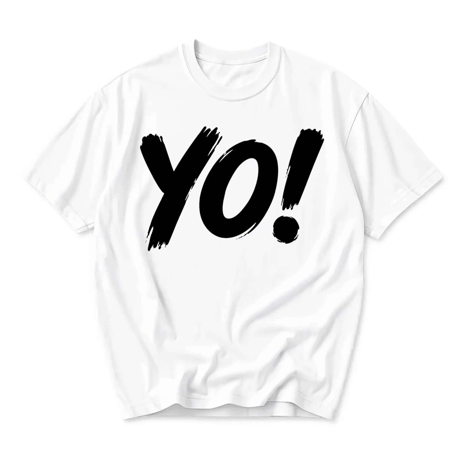 Graphic Tee Unisex Crew Neck Short Sleeve Shirt with Bold Yo Typography Design for Casual Everyday Streetwear Style