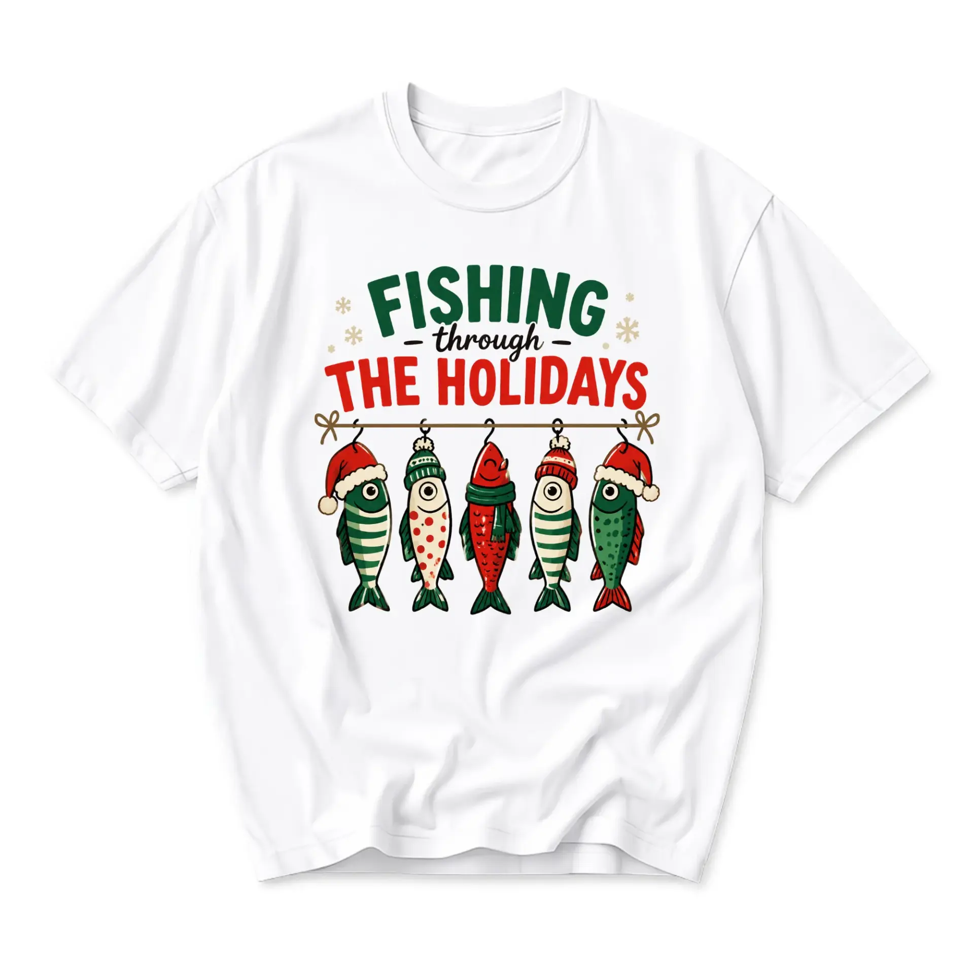 Funny Shirt Fishing Through the Holidays Graphic Tee Unisex Casual Apparel
