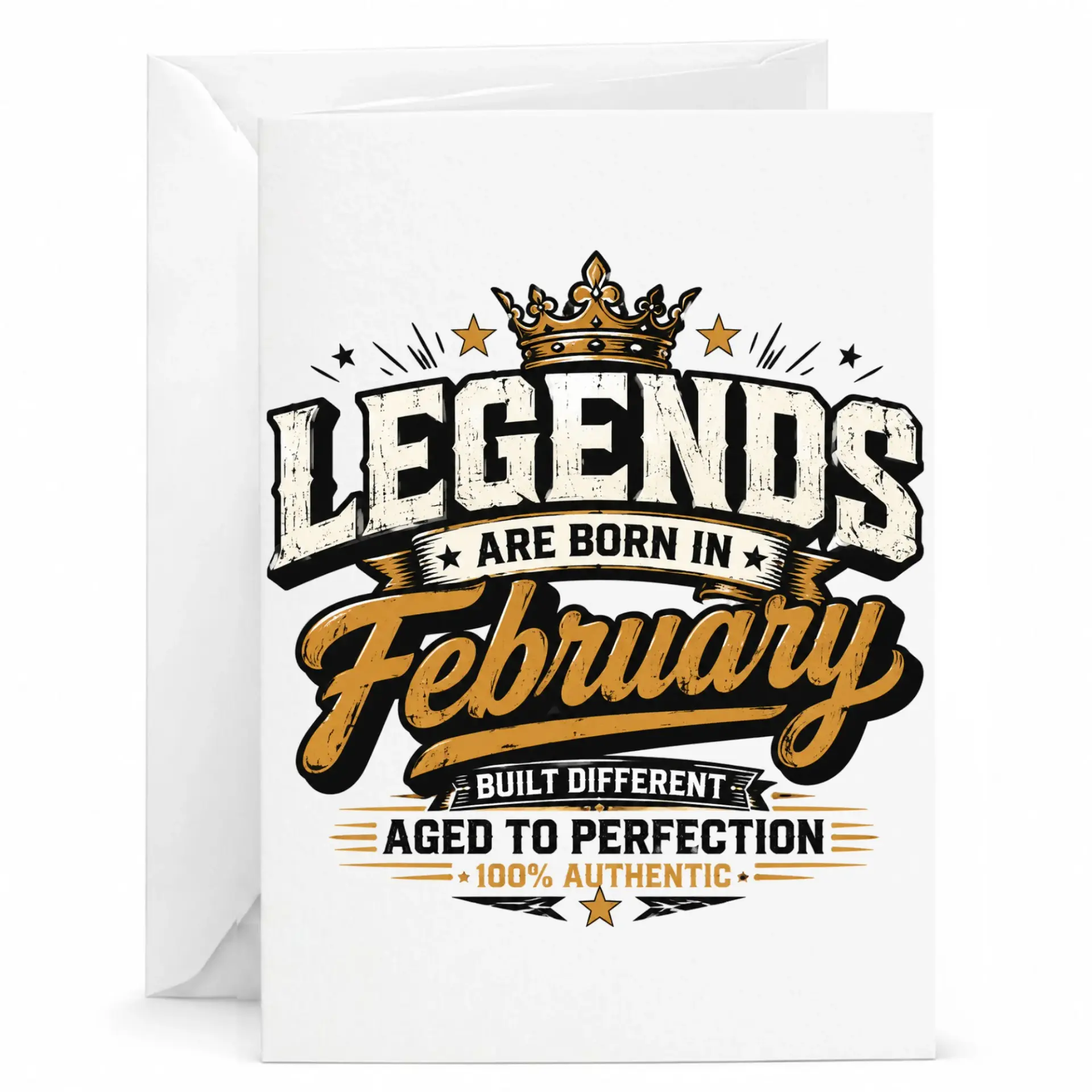Birthday Card Legends Are Born in February Funny Vintage Style Celebration Greeting Card for February Birthday