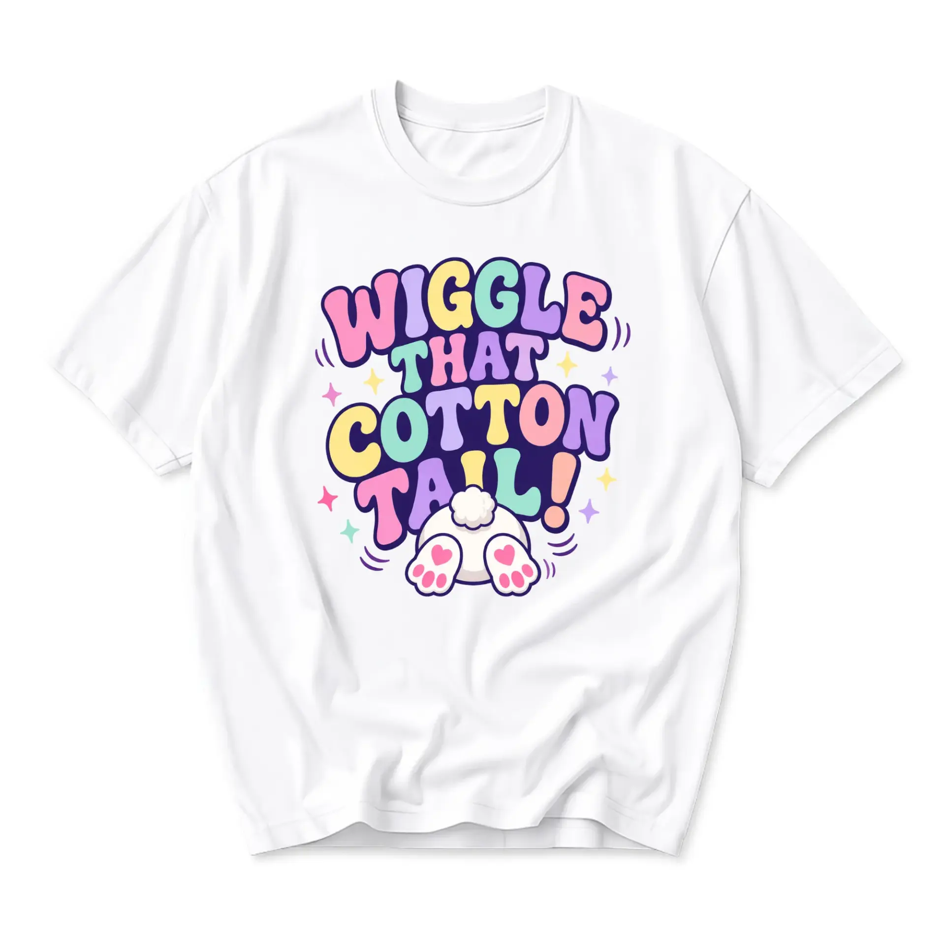 Graphic Tee Wiggle That Cotton Tail Funny Bunny Shirt Unisex Crew Neck Short Sleeve Soft Casual Graphic Printed Top