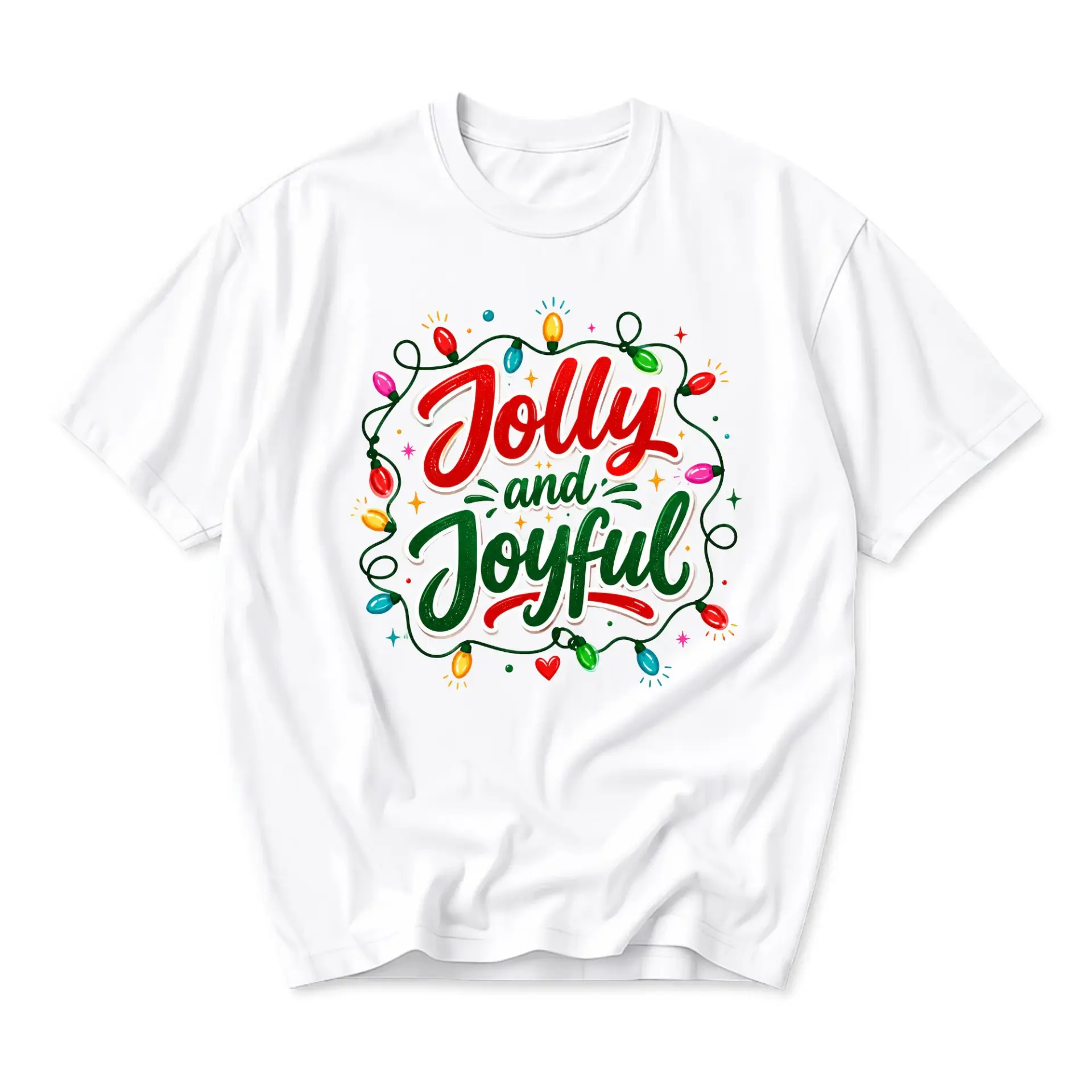 Funny Shirt Jolly and Joyful Holiday Graphic Tee Unisex Casual Crew Neck Comfortable Cotton Blend Everyday Apparel