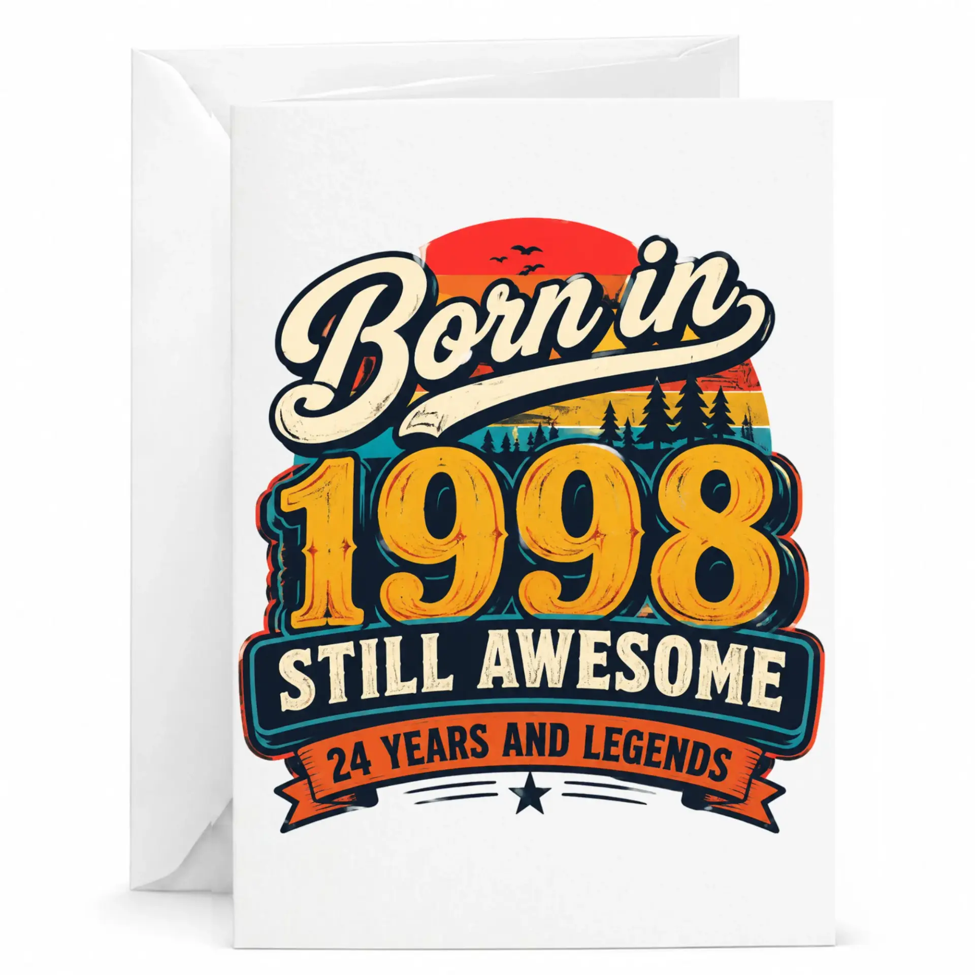 Birthday Card Born in 1998 Still Awesome Vintage Style Greeting Card for Milestone Celebration Anniversary Gift