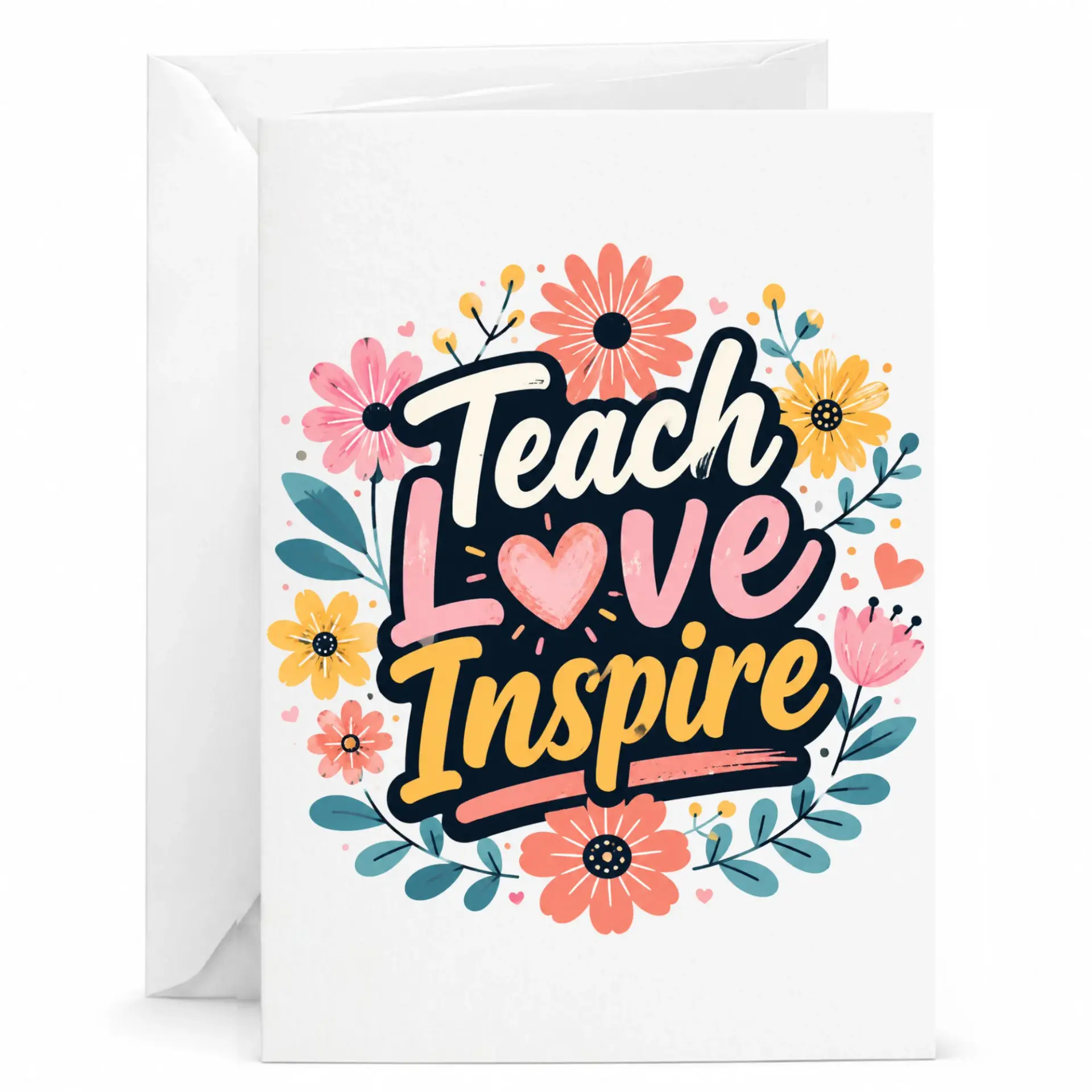 Personalized Greeting Card Teach Love Floral Art Note