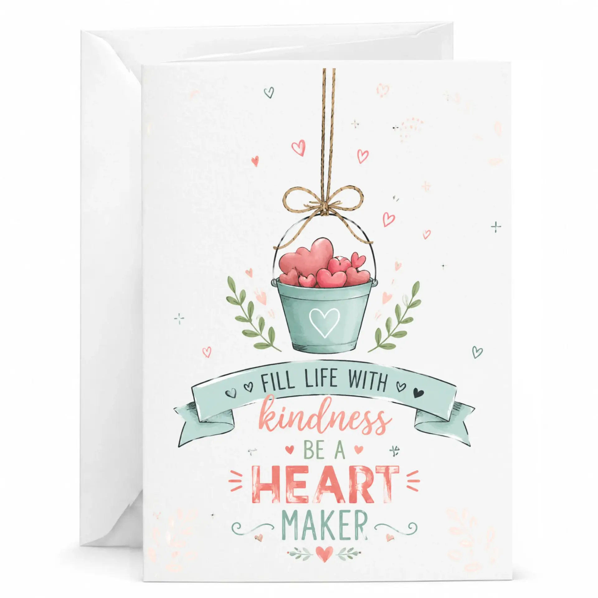Inspirational Heart Bucket Greeting Card Fill Life with Kindness