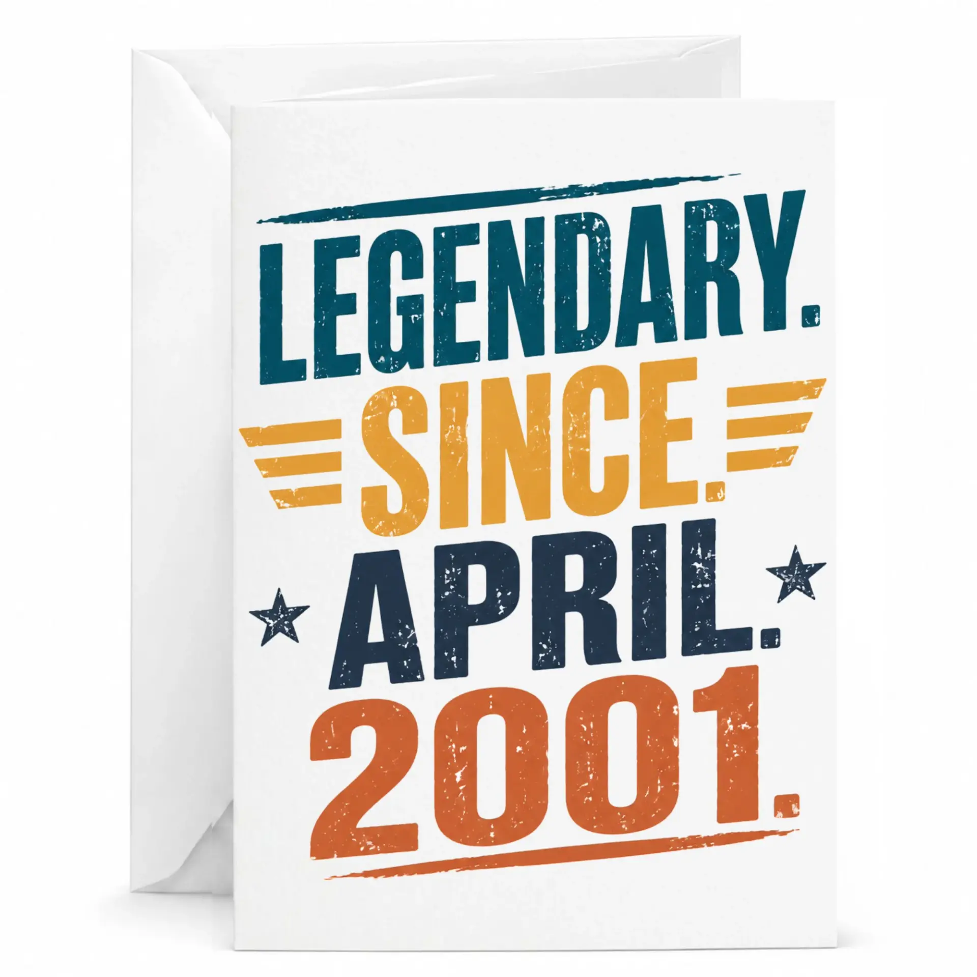 Greeting Card Legendary Since April 2001 Vintage Style Birthday Milestone Birthday Celebration Card 5x7 Inch Folded