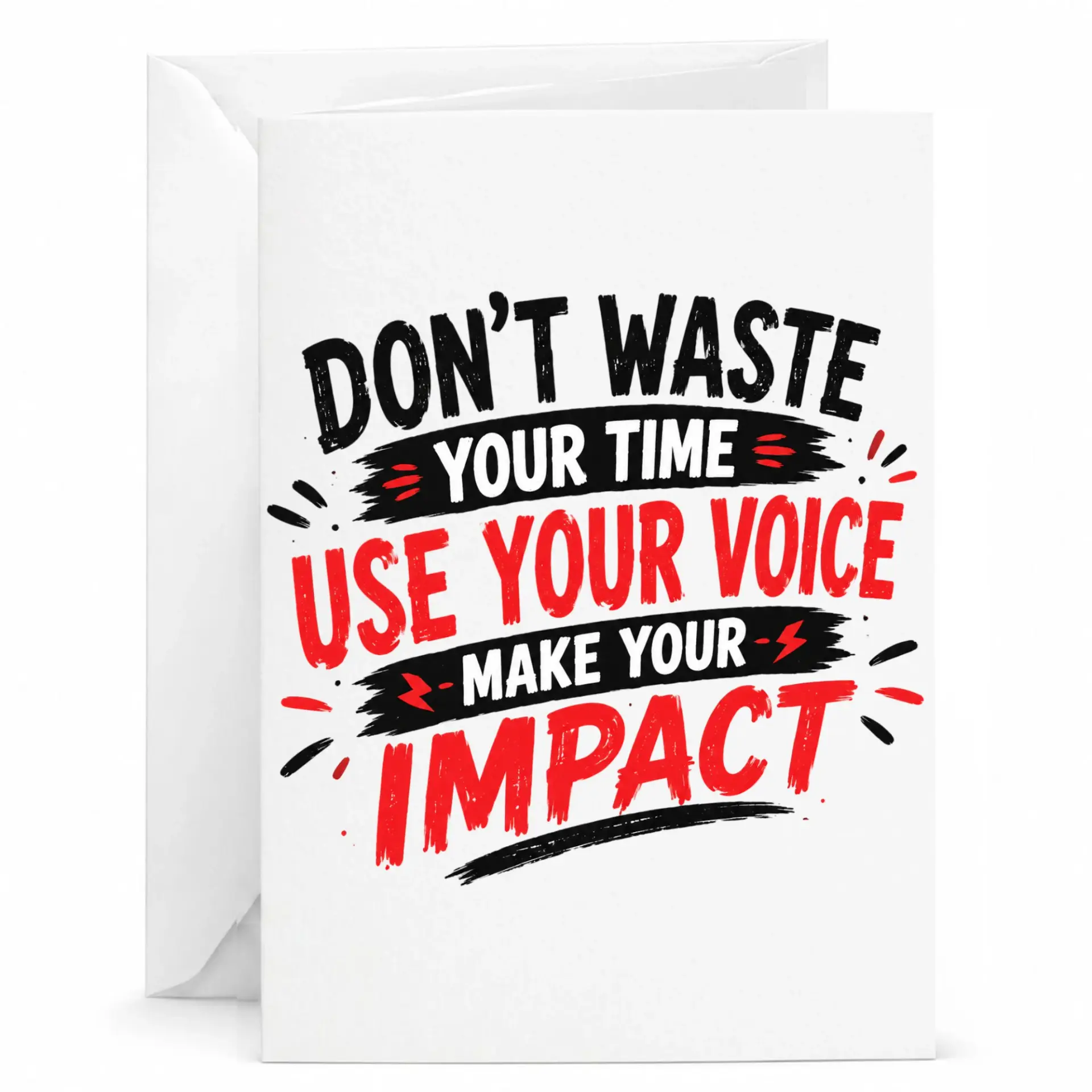 Inspirational Quote Greeting Card Don't Waste Your Time Use Your Voice Make Your Impact Motivational Message Note