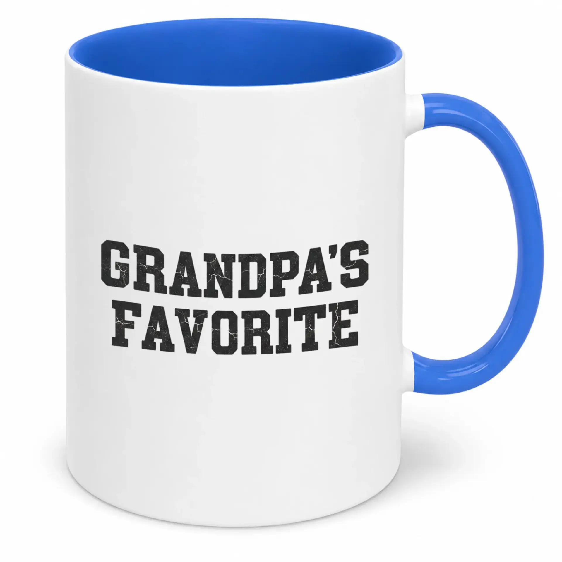 Grandpa's Favorite Ceramic Coffee Mug with Blue Handle and Interior 11oz or 15oz Premium Drinkware for Grandfathers