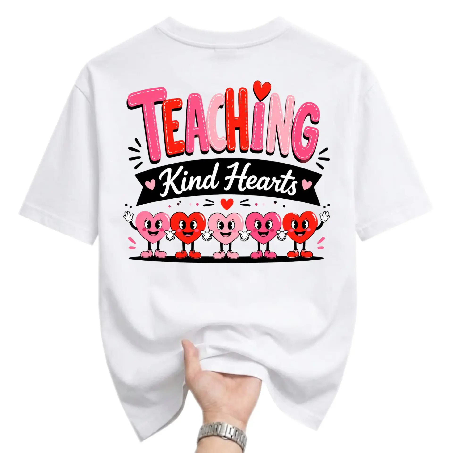 Graphic Tee Teaching Kind Hearts Shirt Unisex Crew Neck Short Sleeve Top for Casual Everyday Wear Soft Cotton Blend