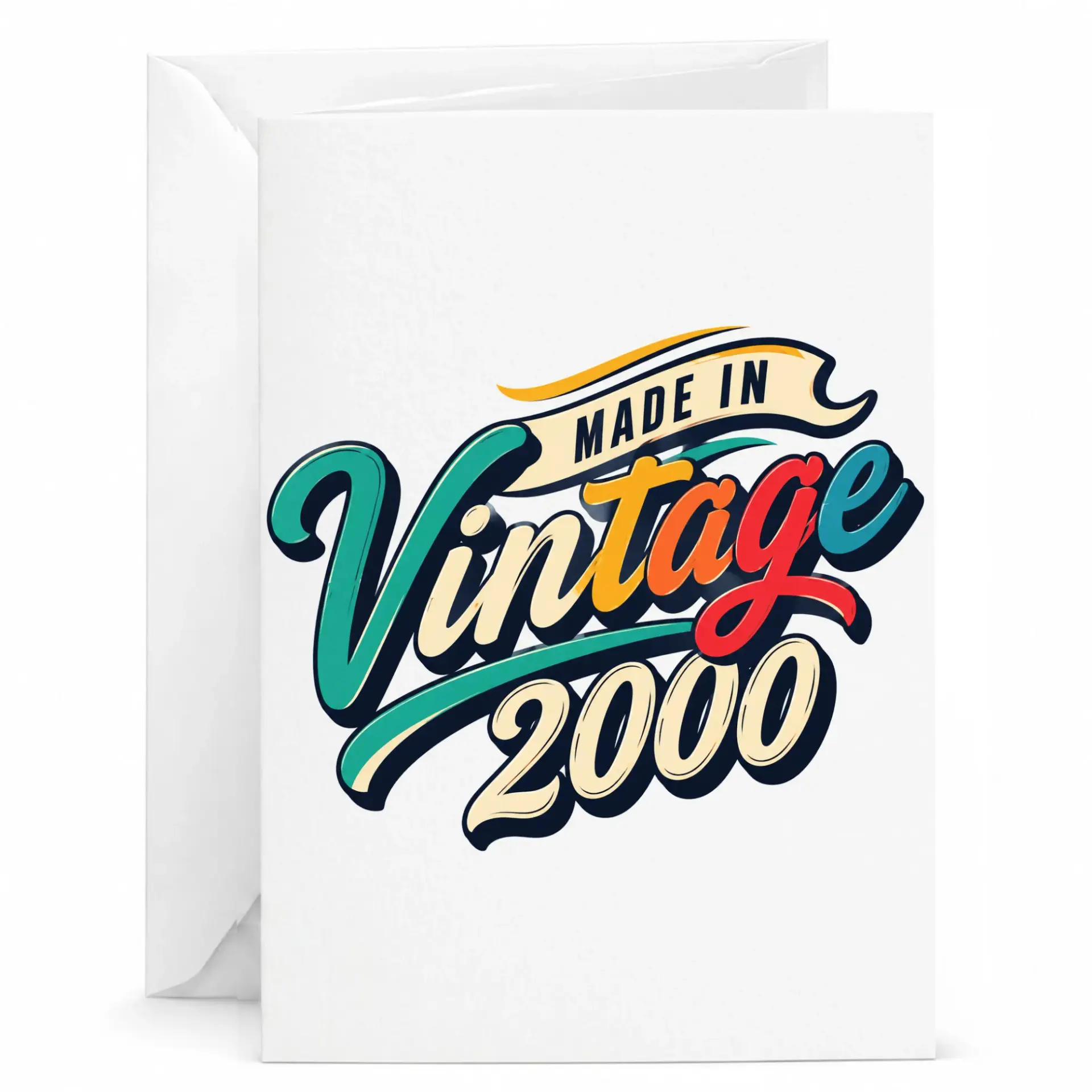 Birthday Card Made in Vintage 2000 Retro Style Graphic Greeting Card for Milestone Celebration and Keepsake